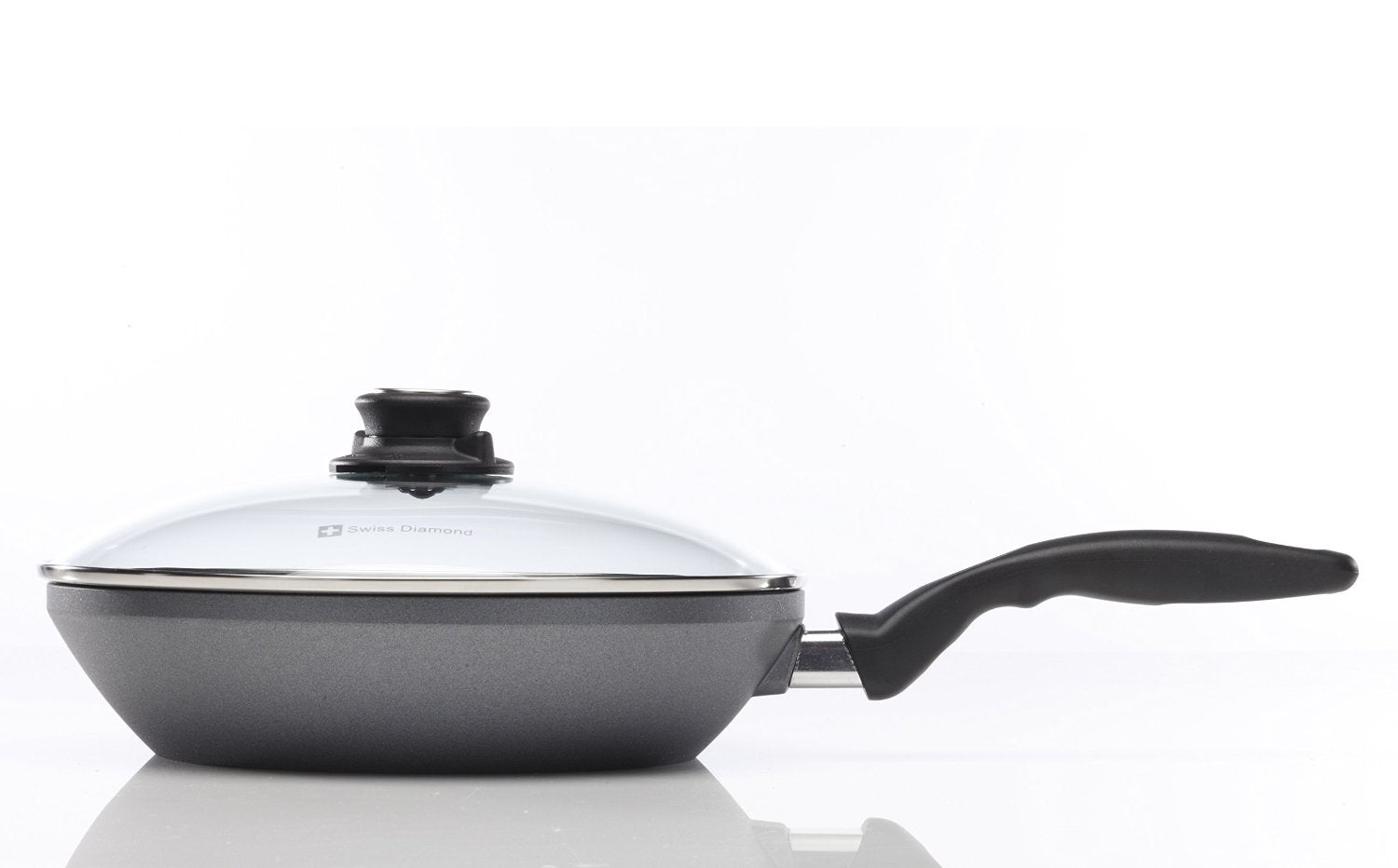 Swiss Diamond 10.25'' Stir Fry Pan Nonstick Induction Diamond Coated Aluminum Stir Fry Pan With Lid, Dishwasher/Oven Safe Stir F