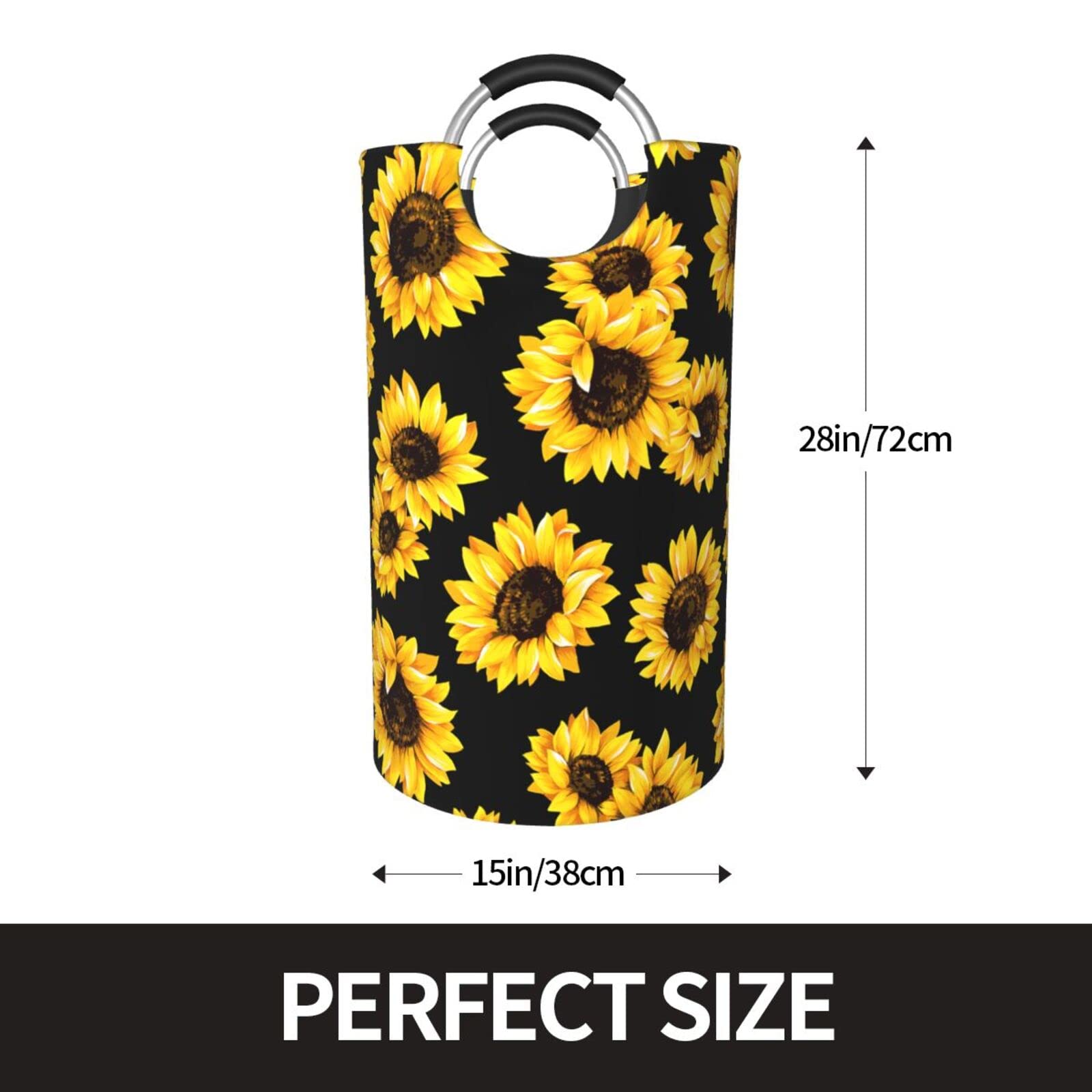 Yisumei Laundry Basket Clothes Hamper Collapsible Durable Dirty Clothes Storage Laundry Organizer Black Sunflower For Kids Adult