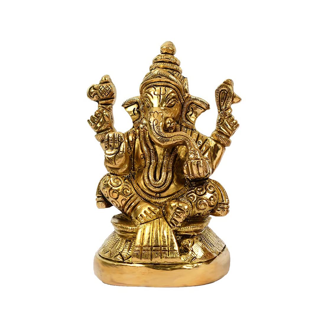 Dealfry Original Brass Sitting Ganesh Idol, Lord Ganesha Gods Murti Metal Statue For Home Office Success Entrance Dcor Diwali Po