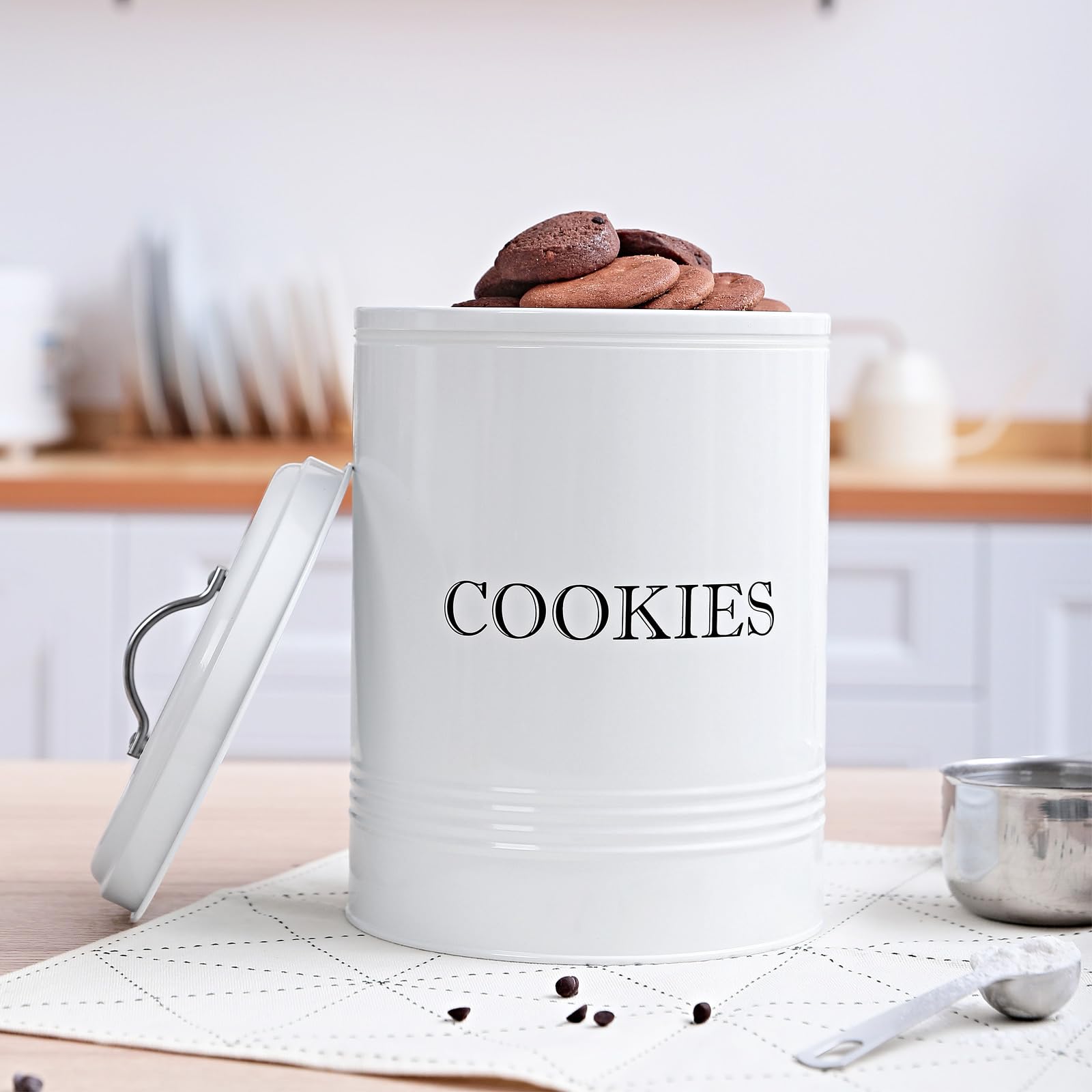 Brightalk Cookie Jar With Lid, Counter Top Canister Decorative Storage Container For Farmhouse Kitchen