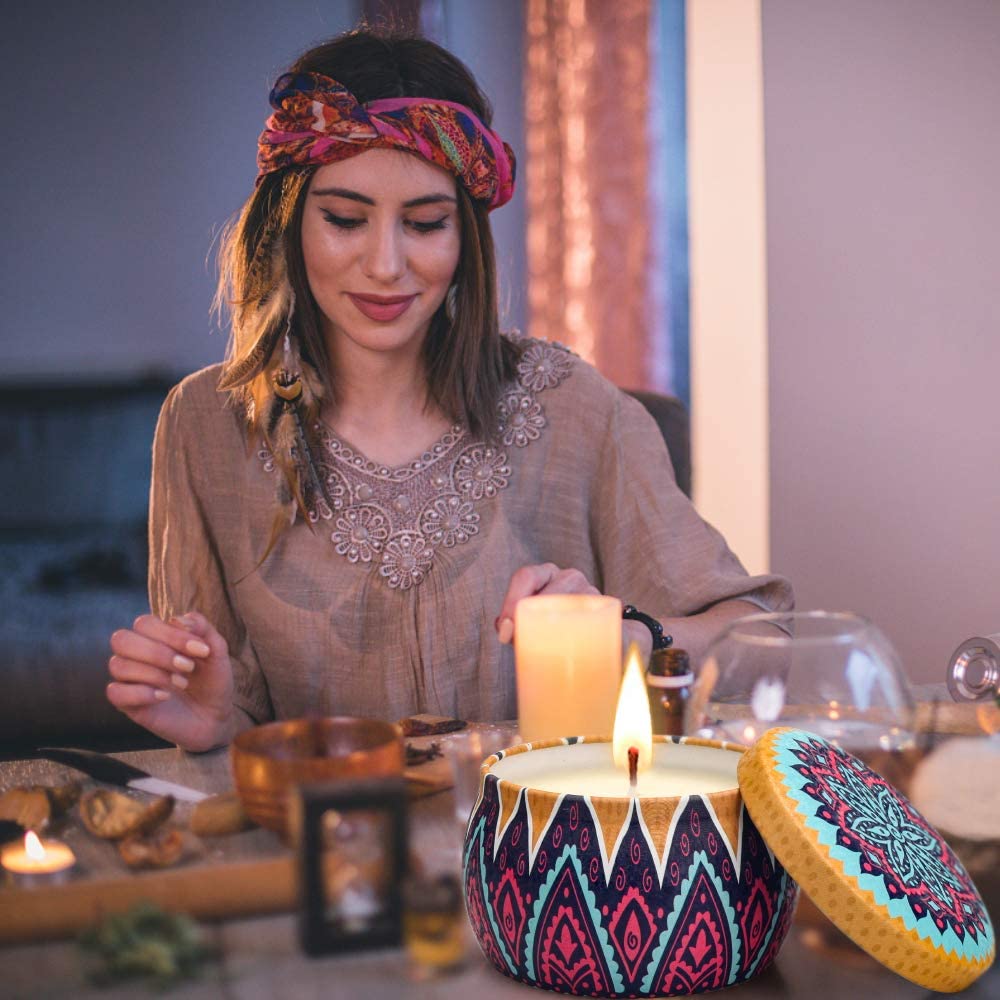 LKDJR Scented Candles Gift Set, 4 Pack Aromatherapy, 120H Burn, Multicolor, Ideal for Stress Relief & Gifting