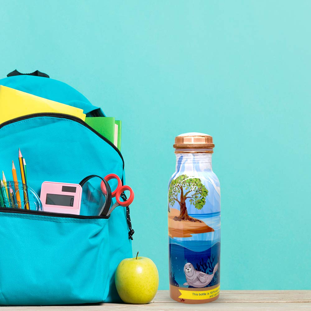 Ecobottles - 100% Pure Copper Water Bottles | Easy-To-Use And Carry, Fancy Prints | Non-Insulated Bottles With Health Benefits A