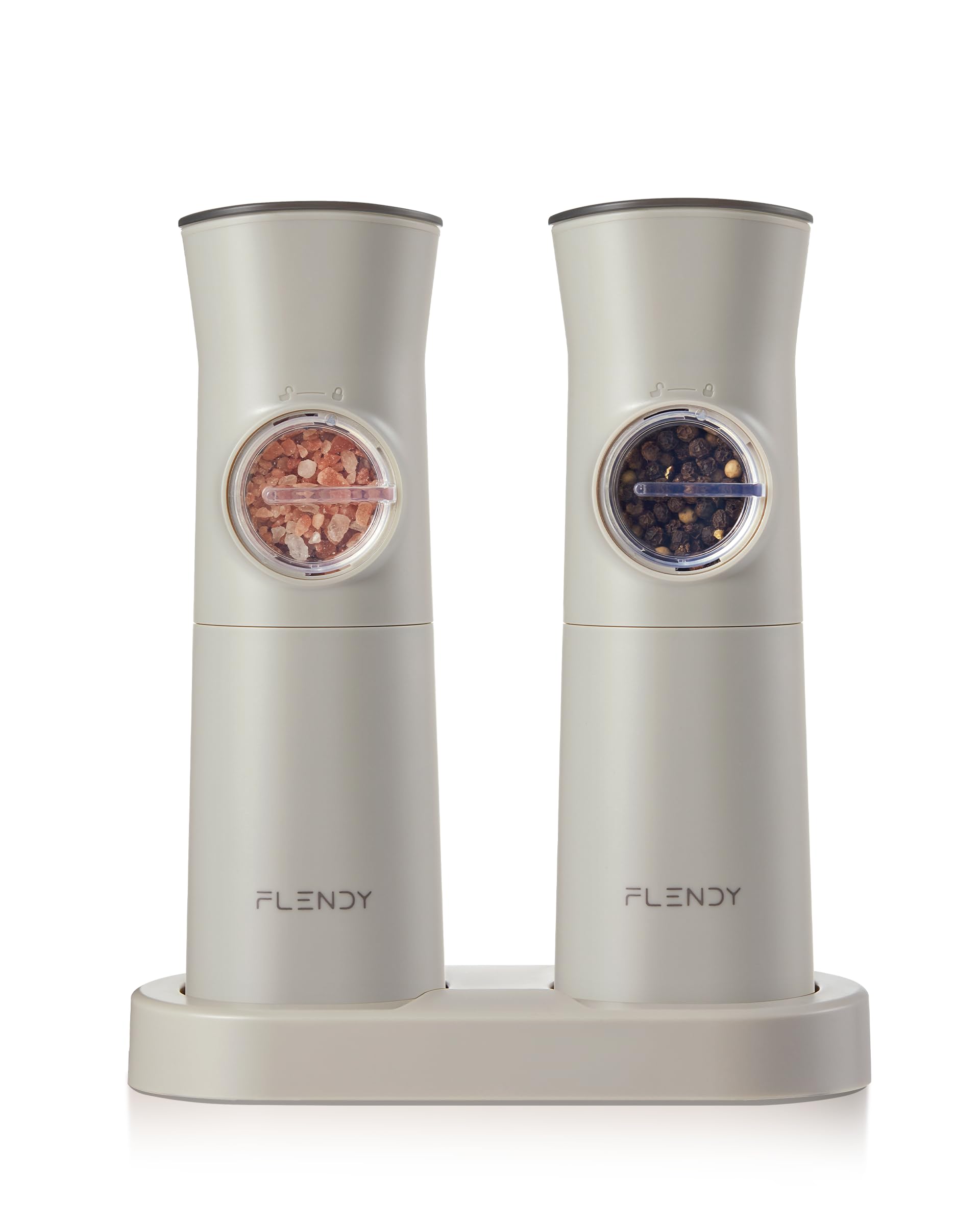 Flendy Gravity Electric Salt and Pepper Grinder Set Rechargeable, Automatic Salt and Pepper Grinder Set with USB C Charging Base