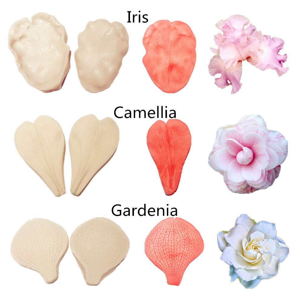 12Set Gumpaste Flower Silicone Veining Mold-Fondant Flower Veining Mold,Gum Paste Flower Tools,Sugar Paste Flower Cake Decoratin