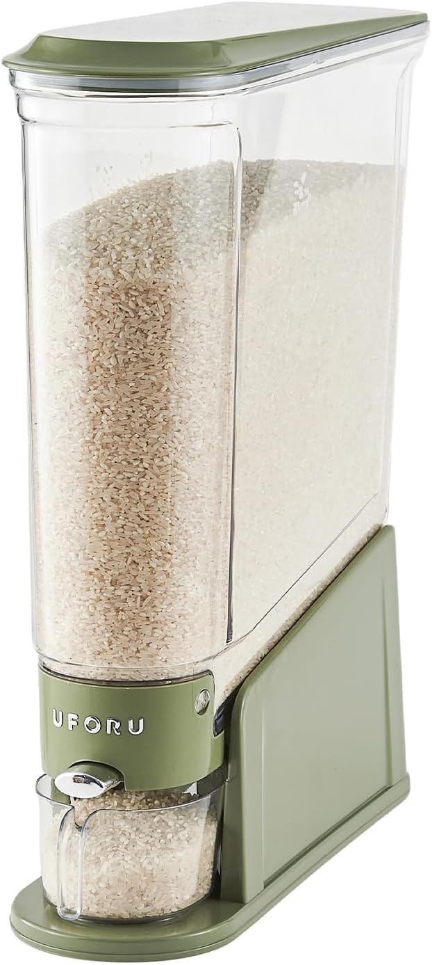 Jukmen Cereal Storage Container, Rice Dispenser For Kitchen Organization, Slim Grain Storage Container With PushButton (22 Lbs,