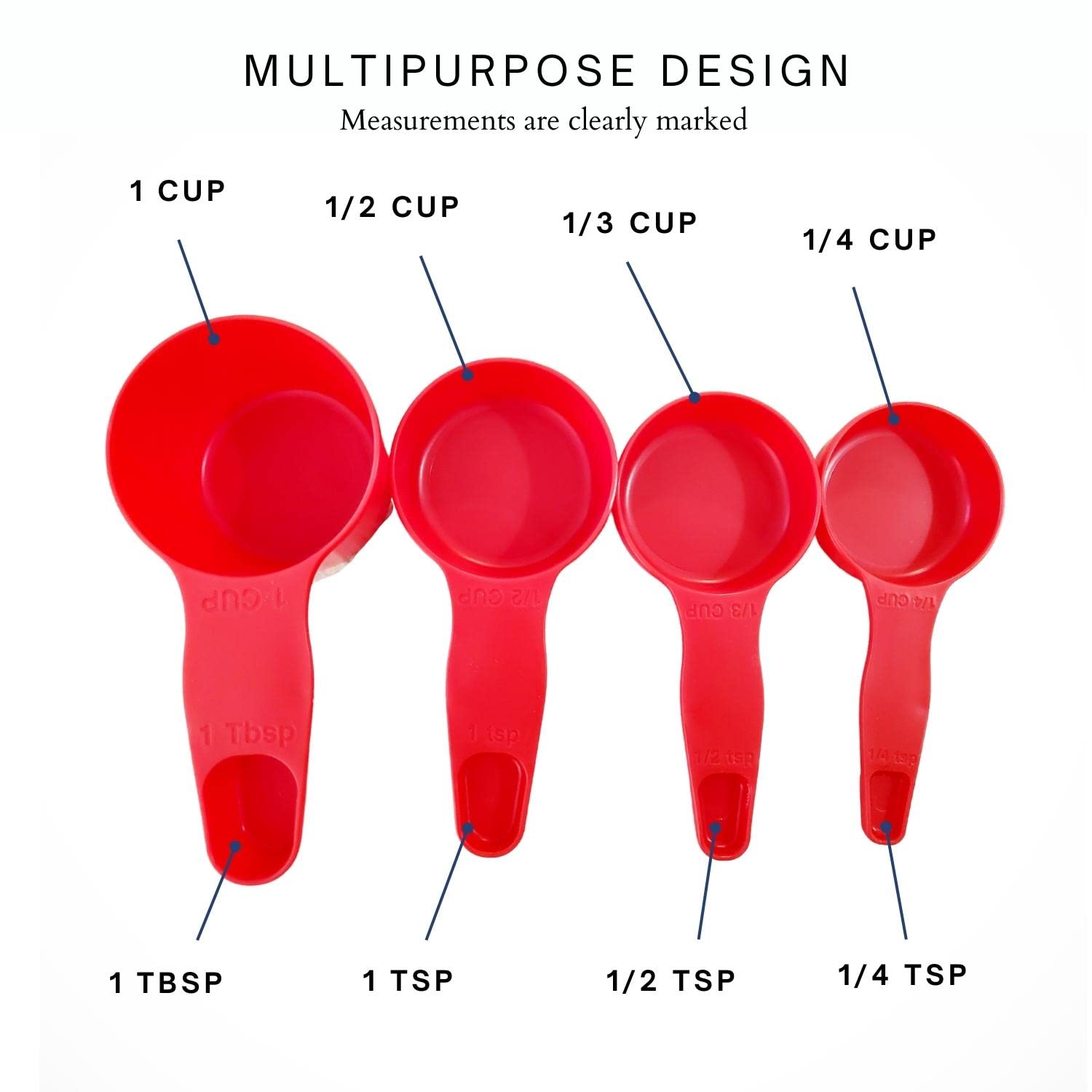 Storage Theory 2 In 1 Measuring Cup And Measuring Spoons Set (Red) - Ideal Kitchen Items For Kitchen Baking, Coffee Scoop, Dog F