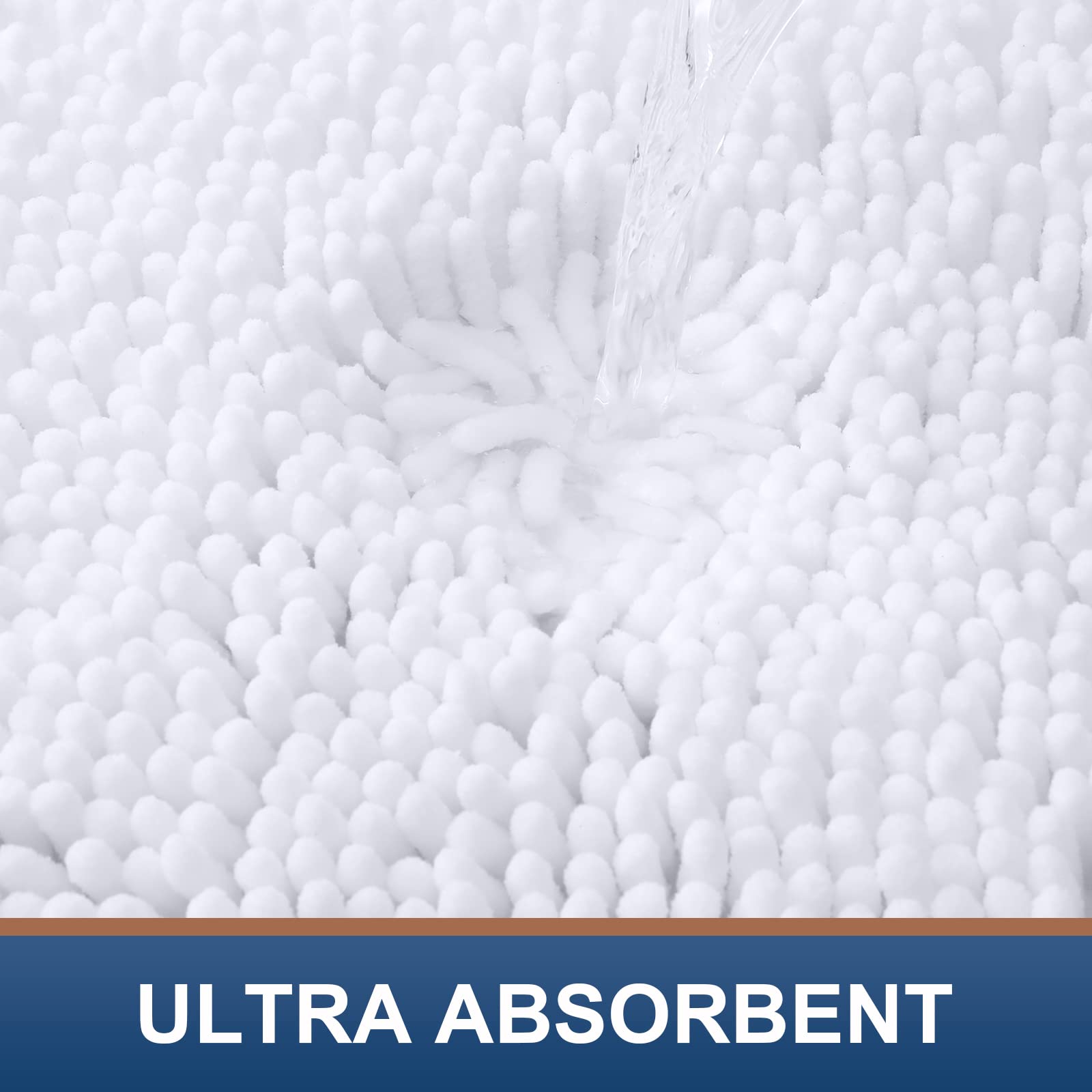Smiry Luxury Chenille Bathroom Rugs 44X24, Extra Soft And Absorbent Shaggy Bath Mat, Machine Washable, Non-Slip Plush Carpet Run
