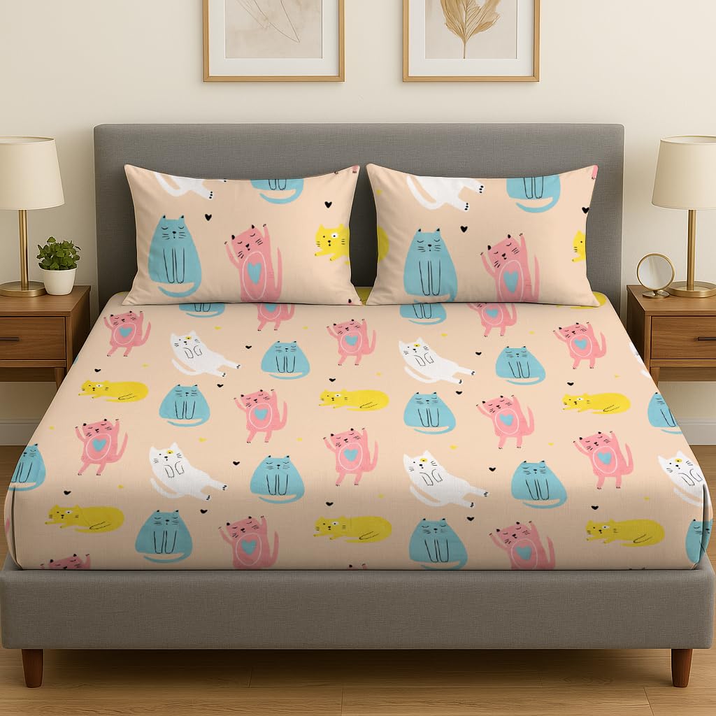 Amazon Brand - Umi Super Soft Brushed Microfiber Cotton Floral Double Bedsheet With 2 Pillow Covers (90X100, Inches, 144 Tc, Pin