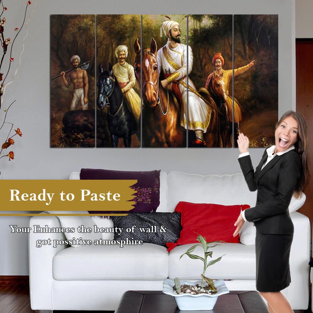 Maxstone Improve your place Beautiful Chattrapati Shivaji Maharaj Ride Wall Painting Art Wall Painting (Multicolour)