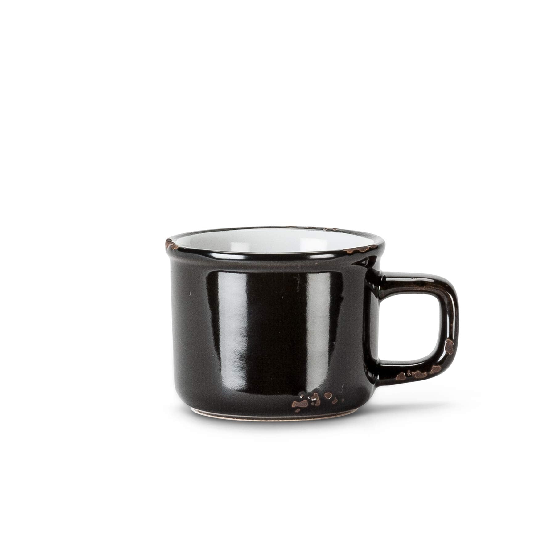 Abbott Collection Enamel Look Stoneware Espresso Cup, Black, 2 Inches