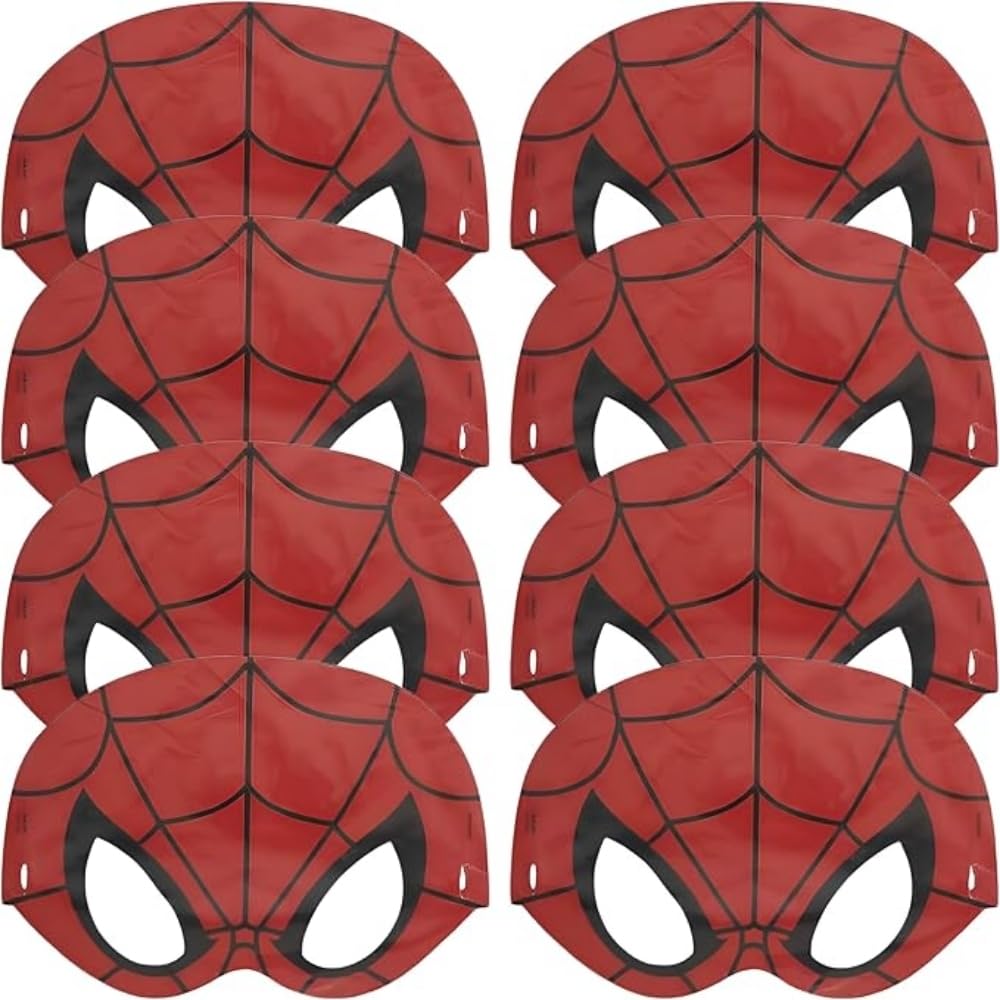 Unique Spider-Man Party Paper Masks - Child Size, 8 Pcs