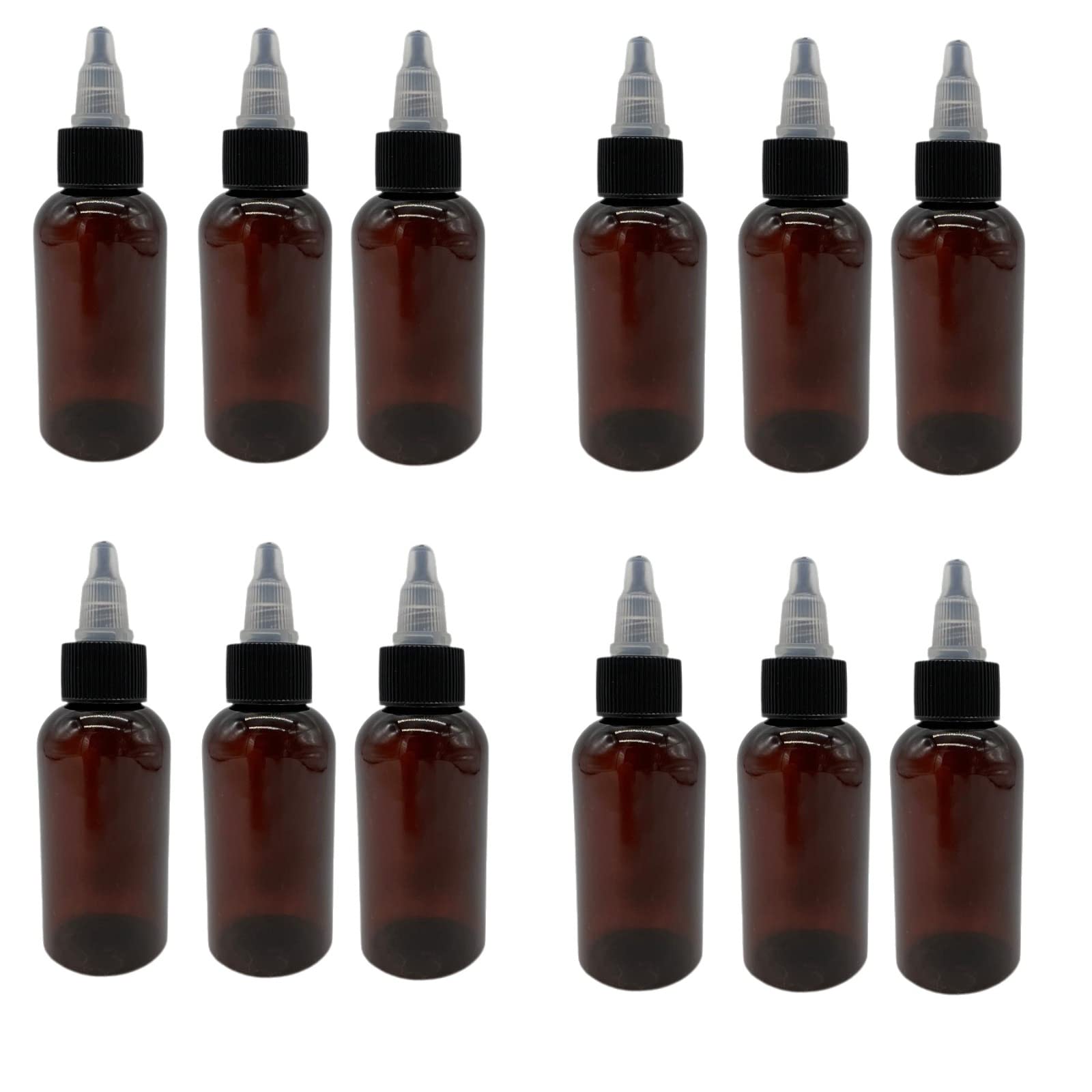 Natural Farms 2 oz Amber Boston Plastic Bottles 12 Pack Empty Bottle Refillable  BPA Free  Essential Oils  Aromatherapy | Bl