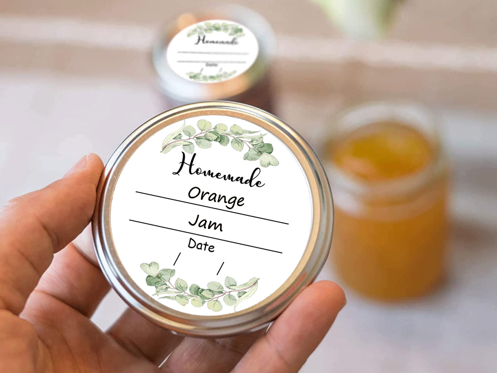 Watercolor Green Plants Canning Stickers Round Food Labels 2 Inch - Write On Date Contents Canning Jar Lids Labels With Lines Fo