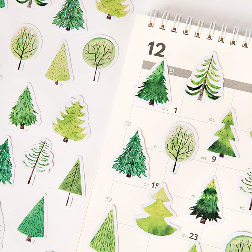 45 Pcs Small Scrapbooks Laptop Stickers, Doraking Boxed Forest Plants Leaves Pine Tree Decorative Stickers For Laptop Scrapbooki