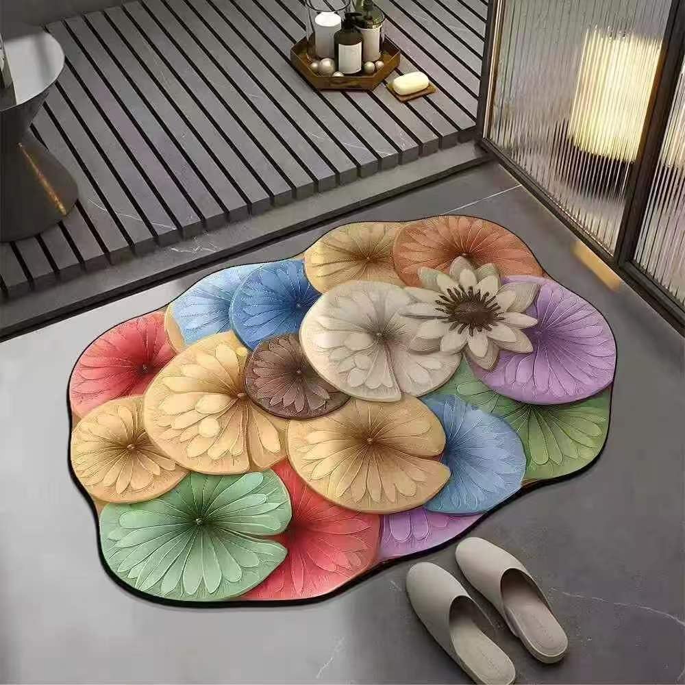 Skvm Water Absorbent Mat For Bathroom Kitchen Floor Door Entrance Anti Slip Floor Foot Anti Skid Bathroom Shower Mat (Design 53)