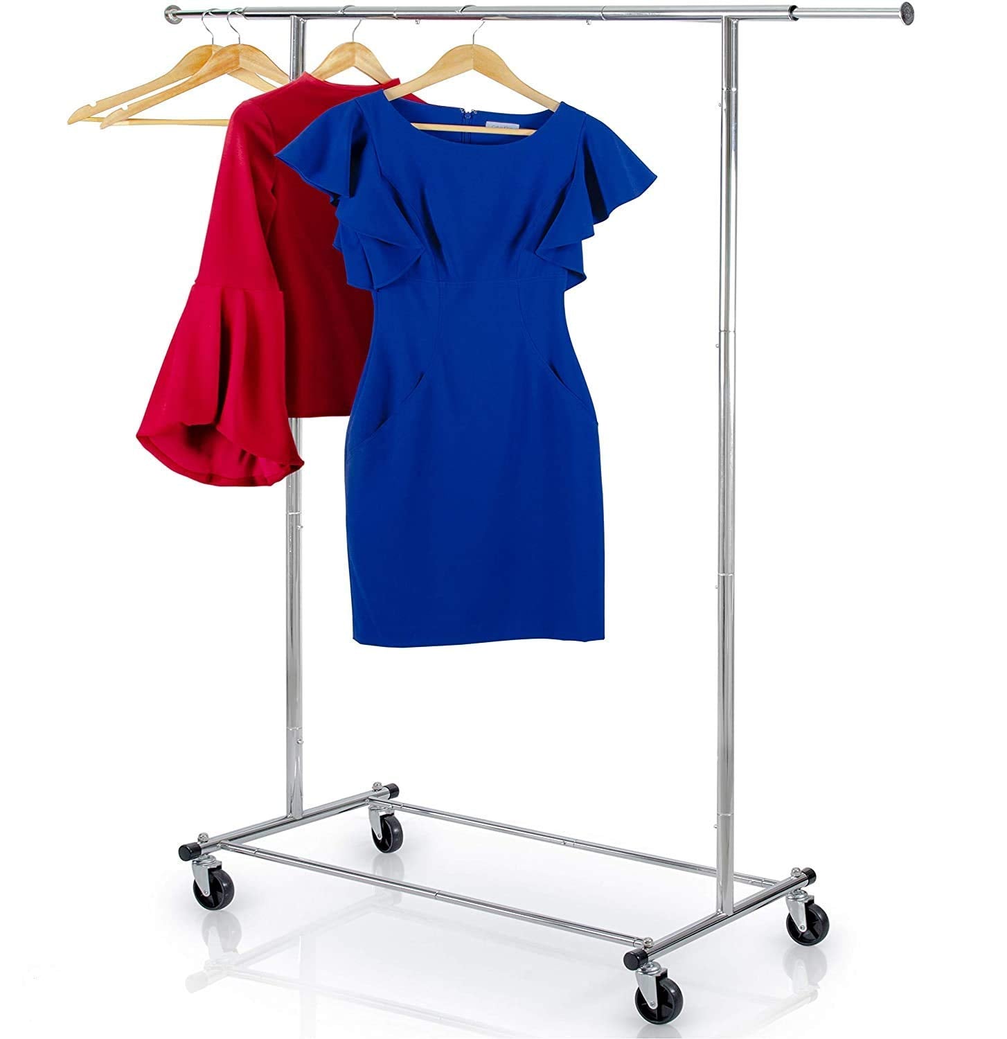 Clothes Rack For Hanging Clothes - Heavy Duty Commercial Grade Chrome For Clothing, Garment Rack Adjustable, Collapsible, Expand