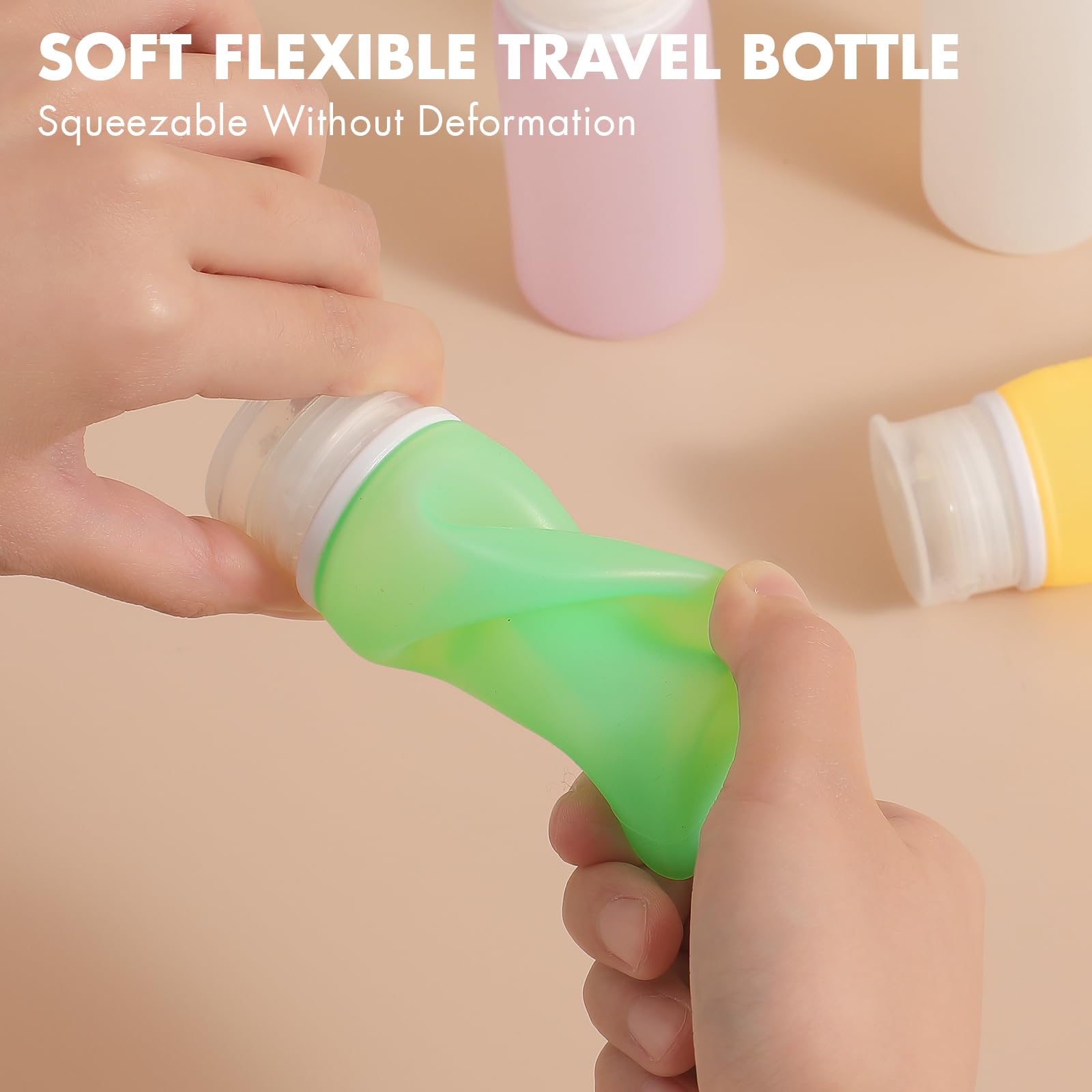 Muslish 21 Pack Leak Proof Silicone Travel Bottles Set, Tsa Approved Containers For Toiletries, Travel Size Accessories And Sham