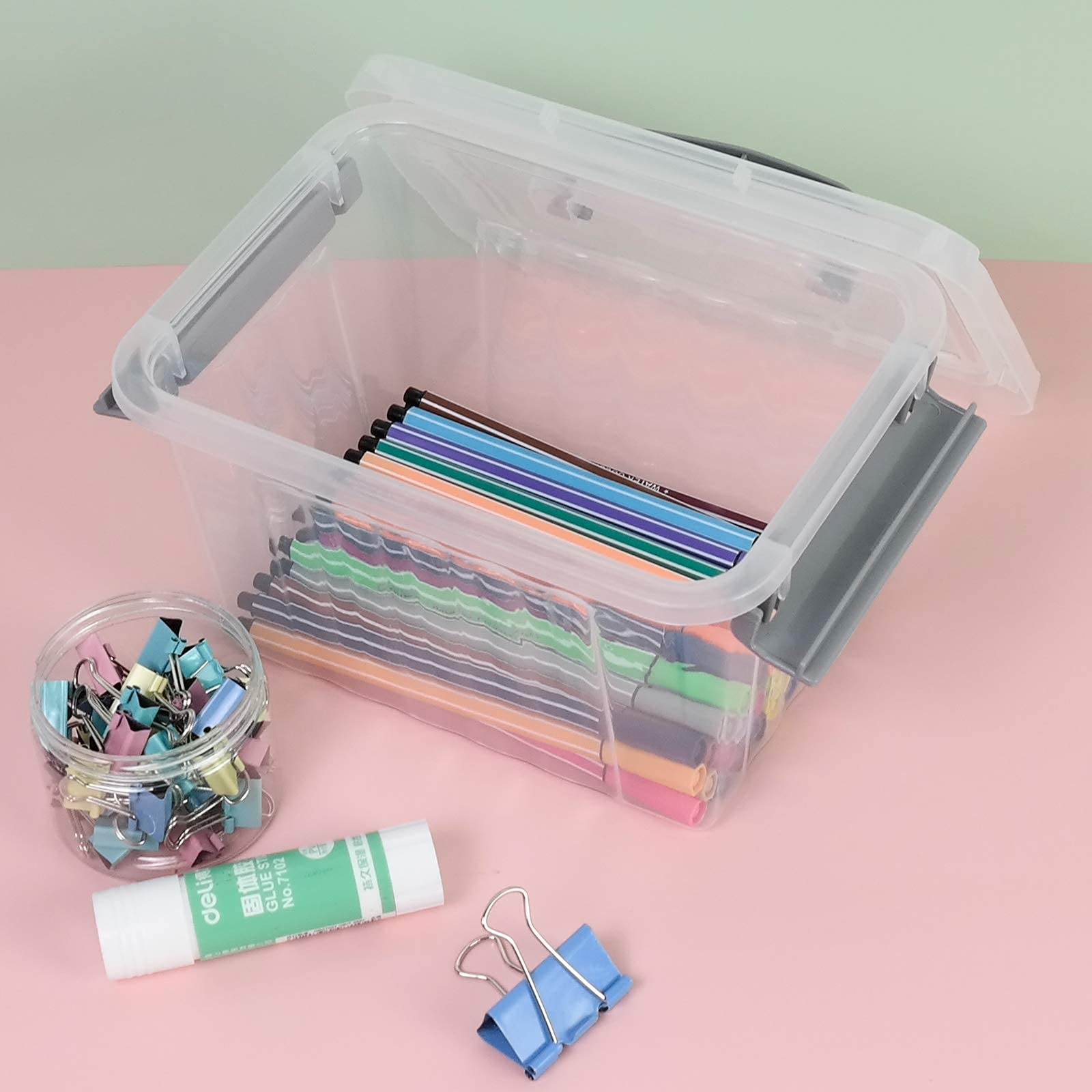 Joyeen 3 L Small Storage Bins, Clear Storage Box With Lid, 6 Pack