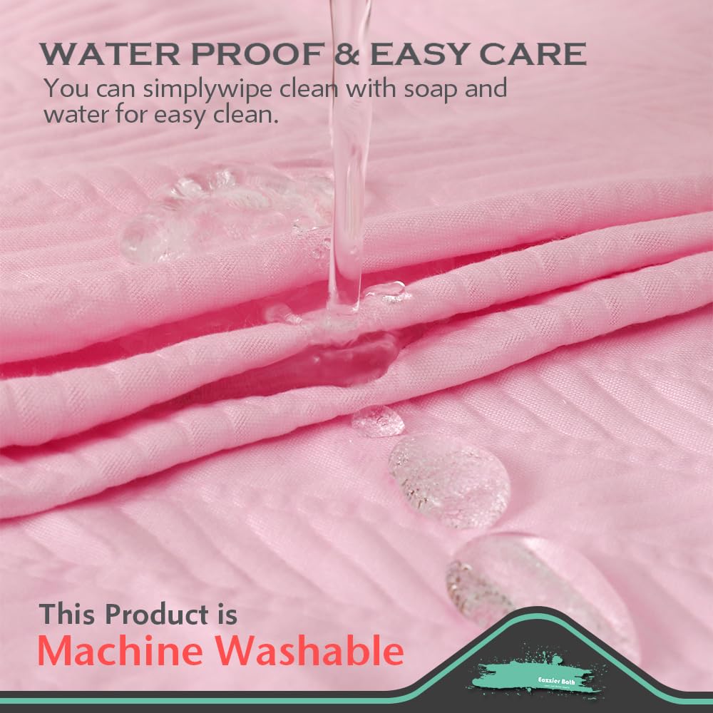 Eazzier Bath Lady Pink Fabric Shower Curtain Or Liner - Waffle Weave Textured Thin Cloth Shower Curtains For Bathroom, Light Wei