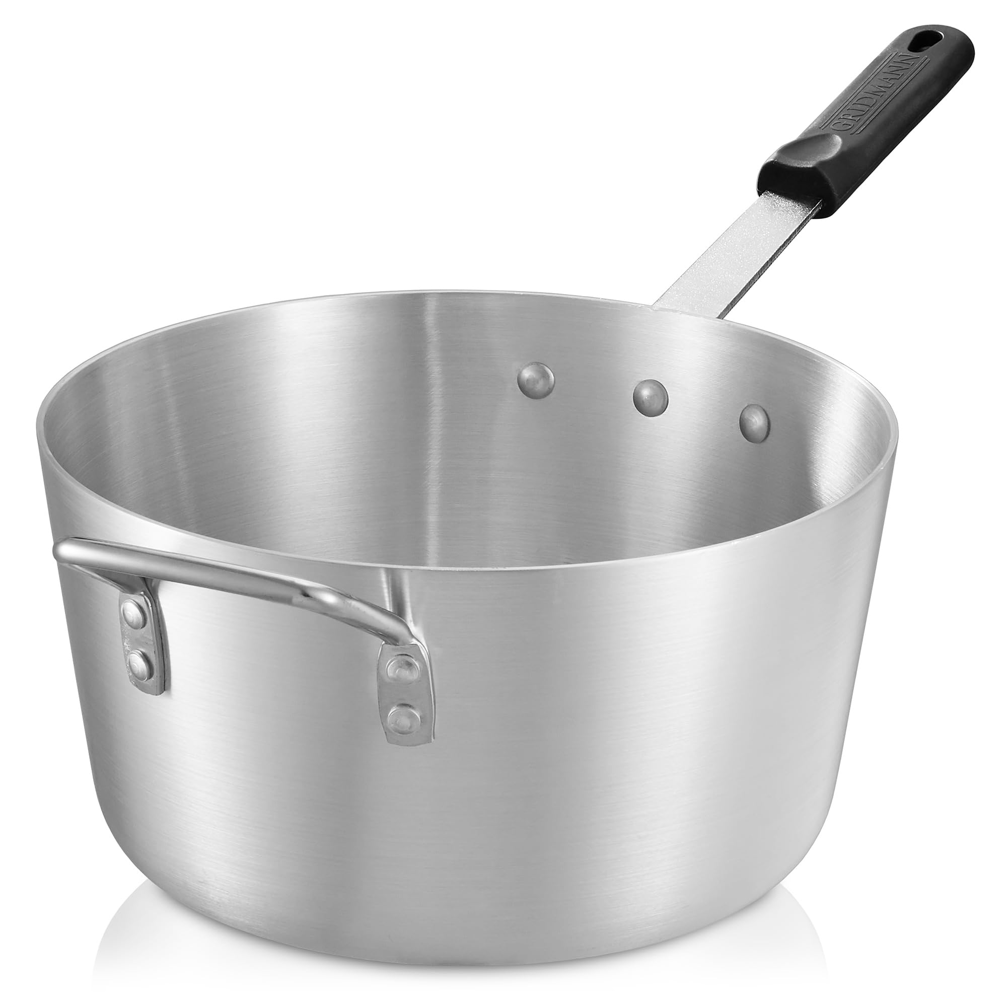 Gridmann 7-Quart Tapered Aluminum Sauce Pan With Silicone Handle, Nsf Listed Heavy Duty Professional Cookware