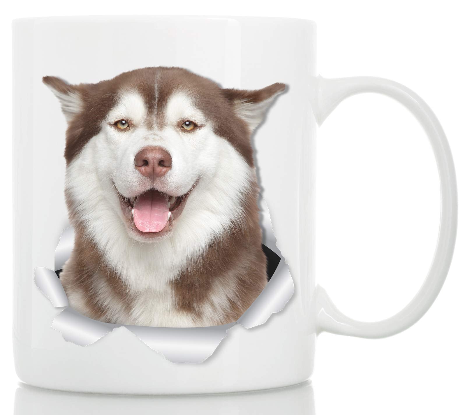 Happy Siberian Husky Coffee Mug - Ceramic Husky Mug - Perfect Dog Lover Gift - Cute Novelty Coffee Mug Present - Great Birthday
