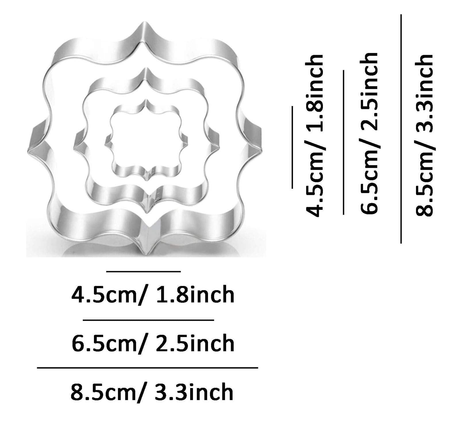 Wjsyshop 3 Piece Square Plaque Frame Cookie Cutter
