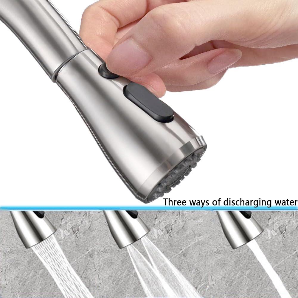 Pull Down Spray Head For Kitchen Faucet, 3 Modes With 9 Adapters, Faucet Head Replacement Compatible With Moen, American Standar