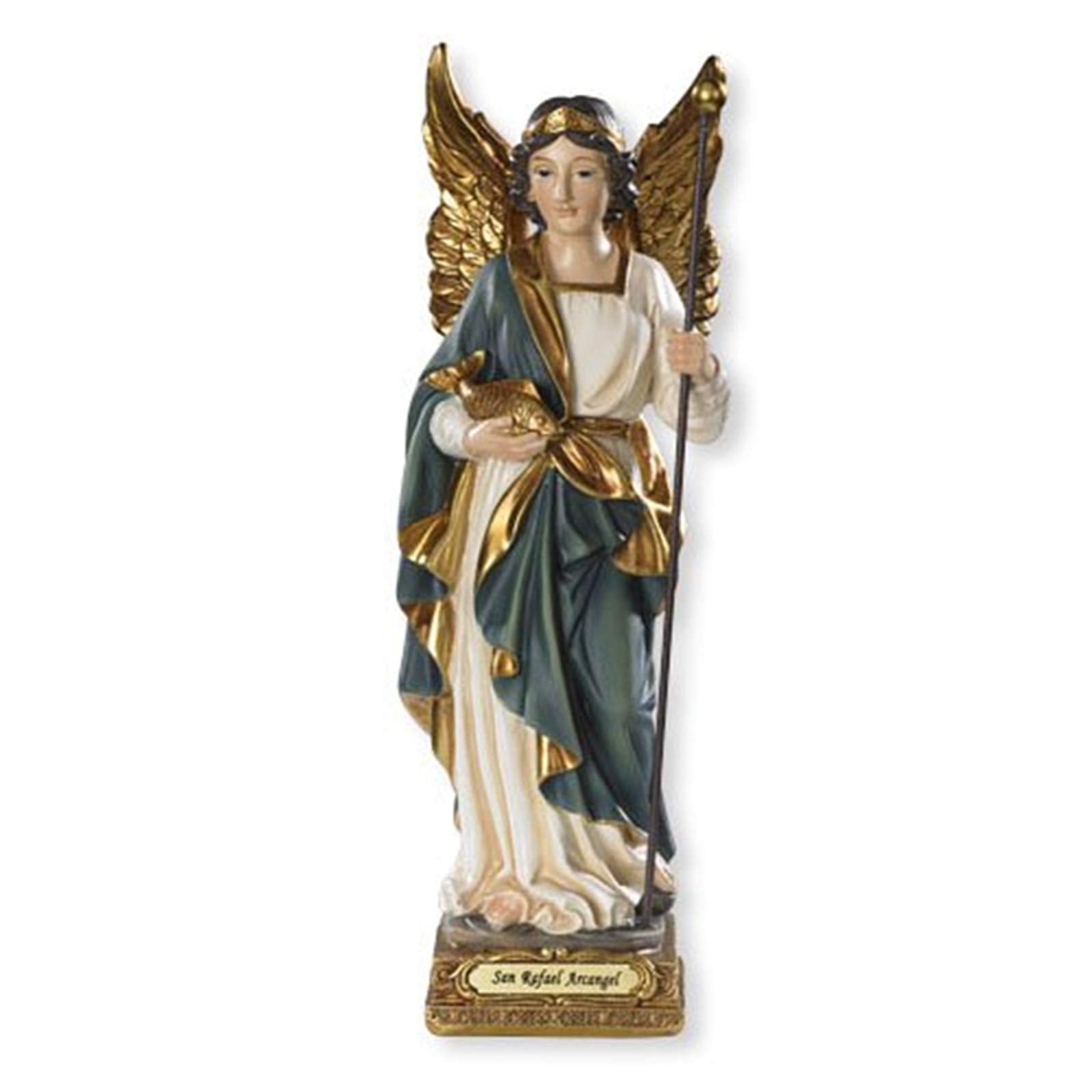 ArchAngel Saint Rafael Raphael Statue 8 Patron Saint of Physicians. Hand Painted. Milagros - VG010