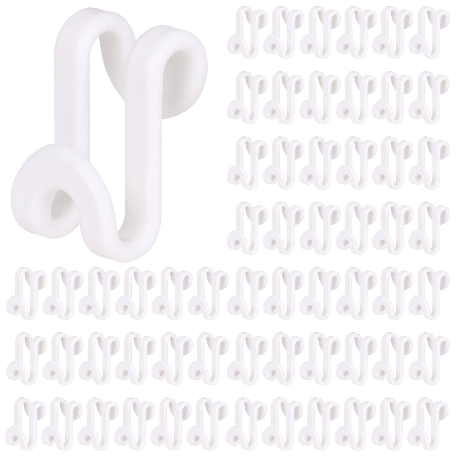 Hakday 60Pcs White Clothes Hanger Connector Hooks, Heavy Duty Space Saving Hooks For Velvet Hangers Wooden Hangers Closet Organi