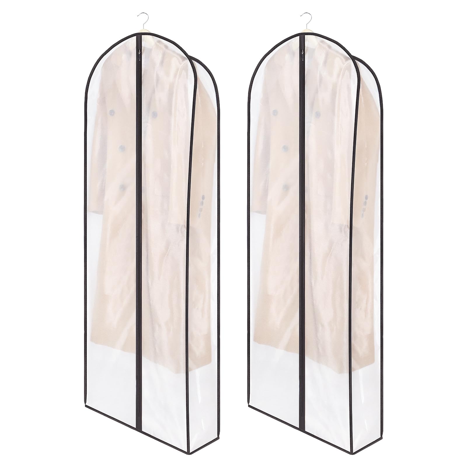 Zilink Breathable Fur Coat Storage Bags 60'' Dress Bags For Gowns Long Dust Covers For Hanging Clothes With 7'' Gussted Wrinkle