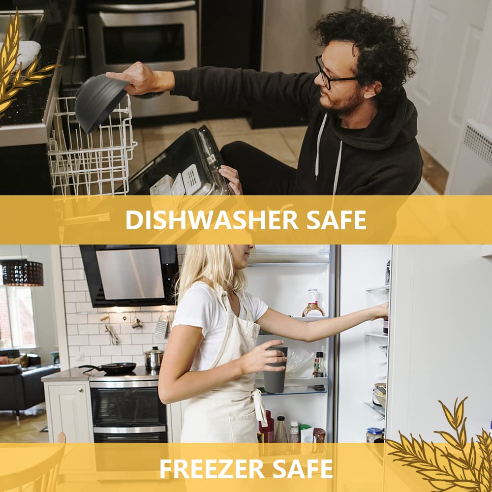 Teivio 32-Piece Kitchen Plastic Wheat Straw Dinnerware Set, Service For 8, Dinner Plates, Dessert Plate, Cereal Bowls, Cups, Unb