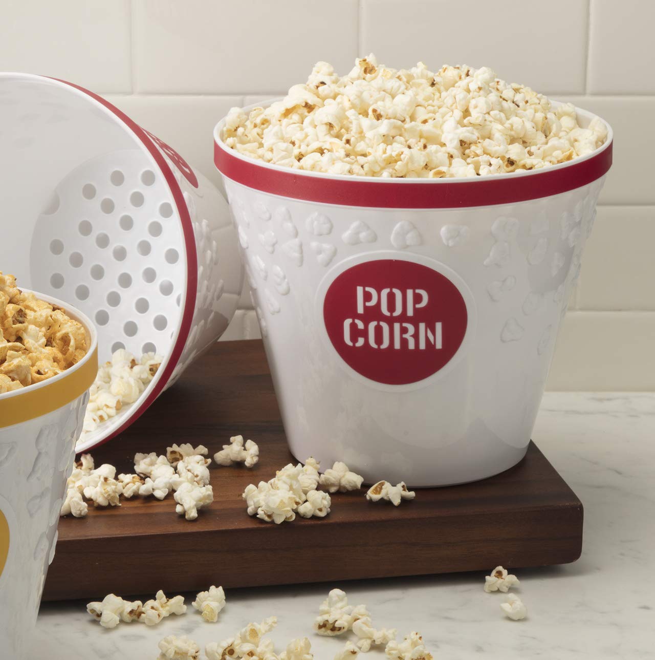 Hutzler Popcorn Buckets, Set Of 2, Red