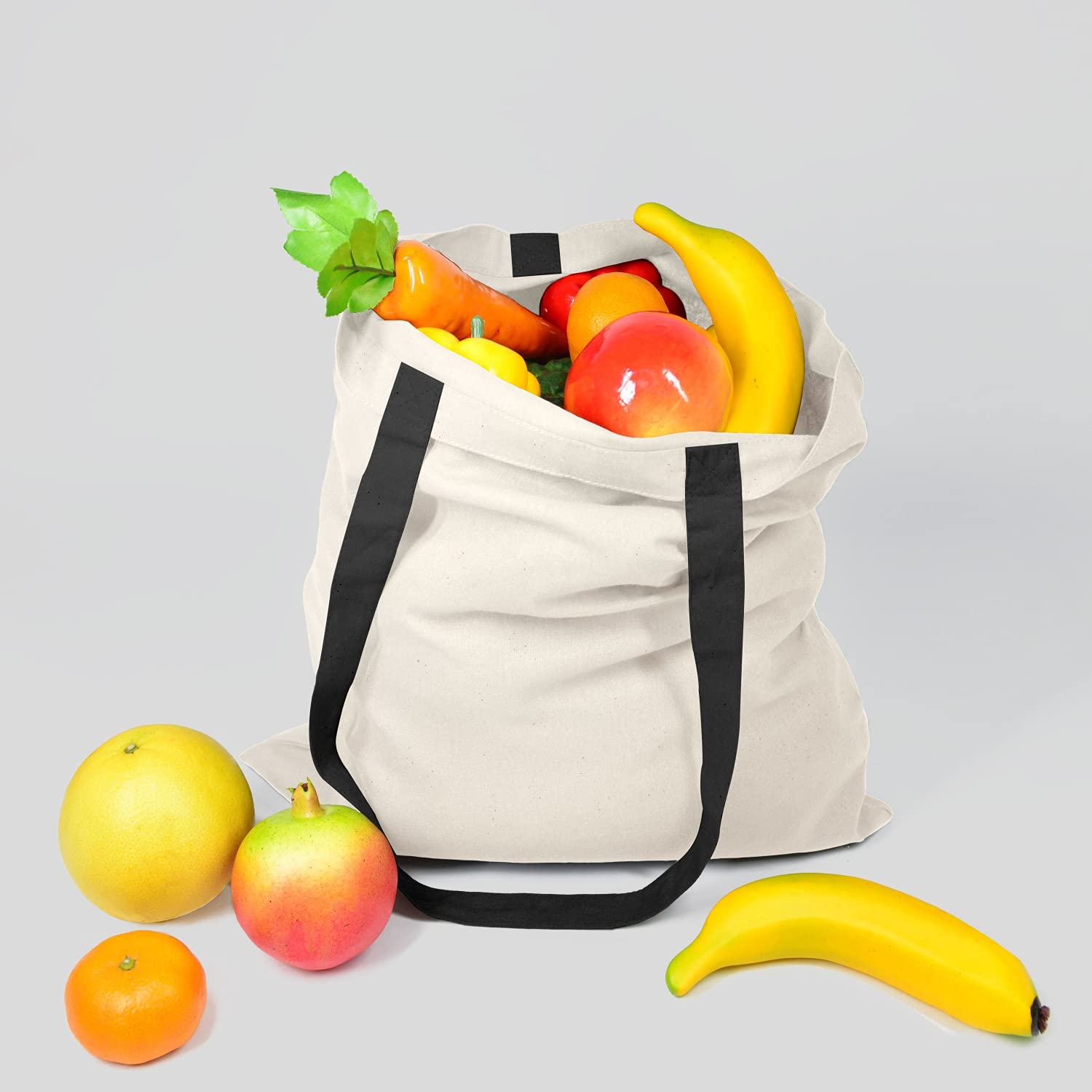 NPBAG 5 Pack 15'' X 16'' Natural Cotton Tote Bags  Lightweight Blank Bulk Cloth bags with 1pc of PTFE Teflon Sheet
