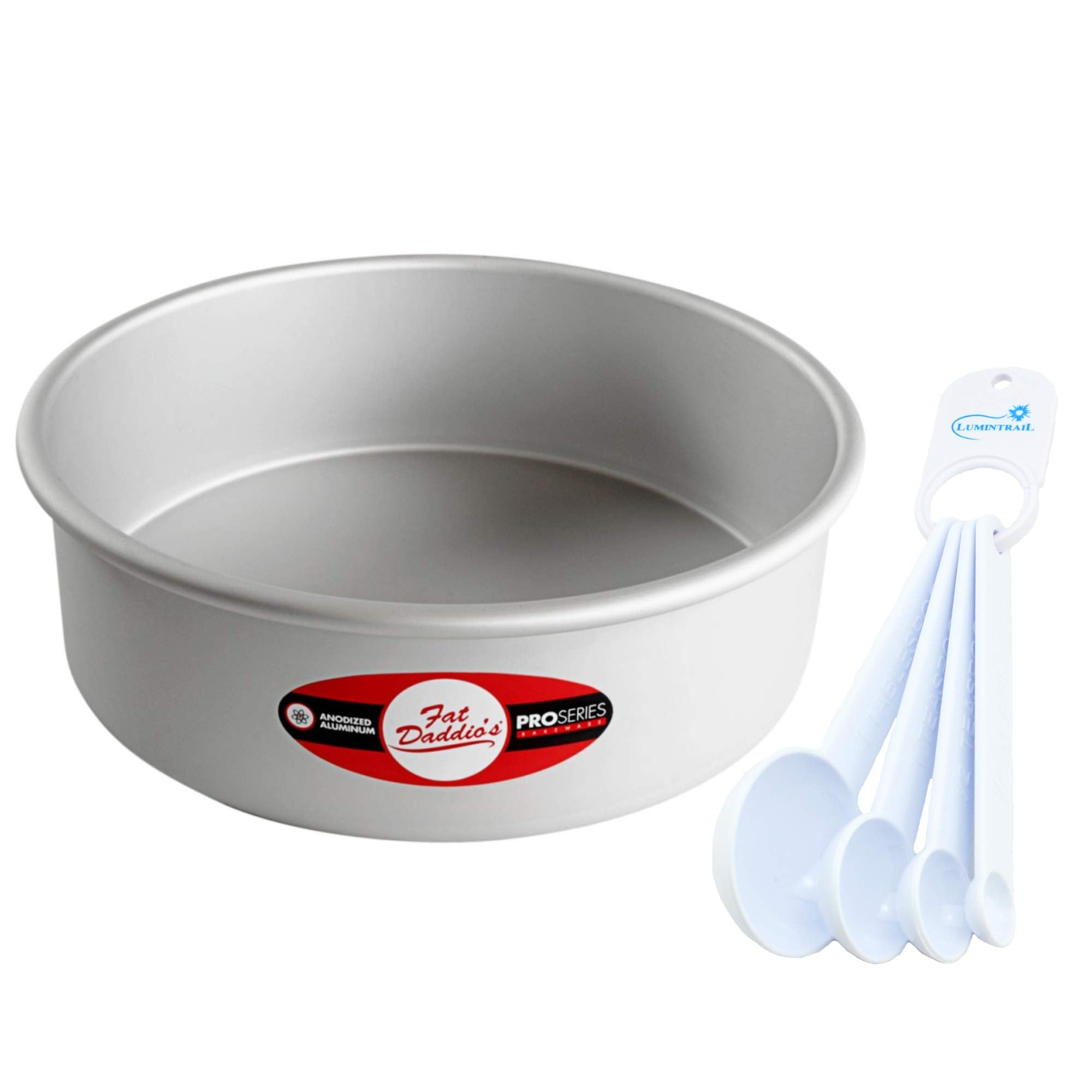 Fat Daddio'S Round Cake Pan 9 X 3 Inch Baking Pan Bundle With Lumintrail Measuring Spoons