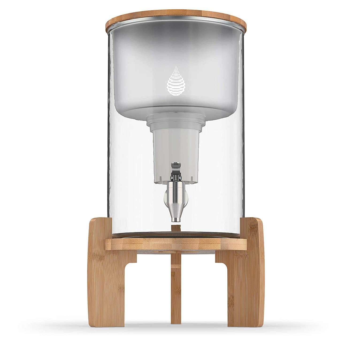 pH Recharge Glass Alkaline Water Filter Dispenser - Countertop Water Filter System - Purifier Pitcher for Home and Office - High