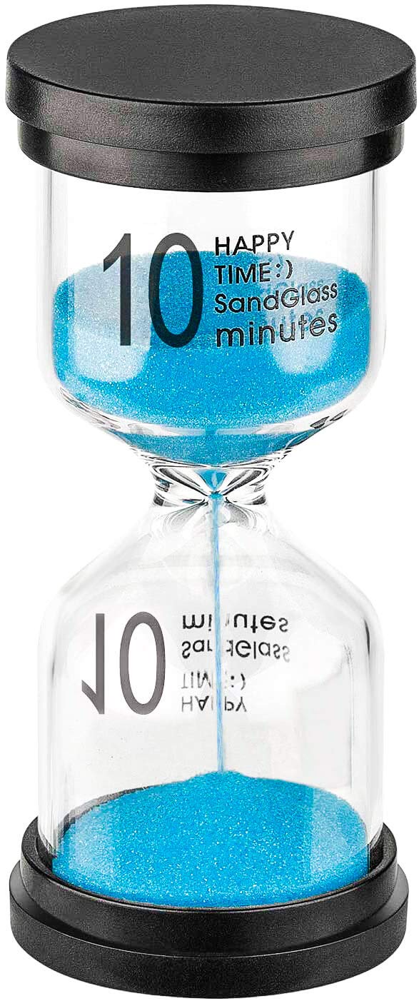 Hourglass Sand Timer 10 Minutes: Plastic Sand Clock 10 Minutes, Large Blue Sand Watch 10 Min, Colorful Hour Glass Sandglass Time
