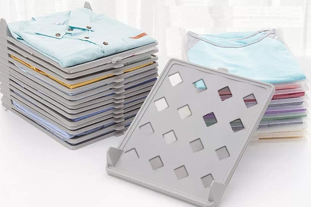Infinex Plastic T Shirt Organizer | Wardrobe Organizer | Space Saver Closet Organizer | Travel Clothes Storage Bag Tray | AntiW