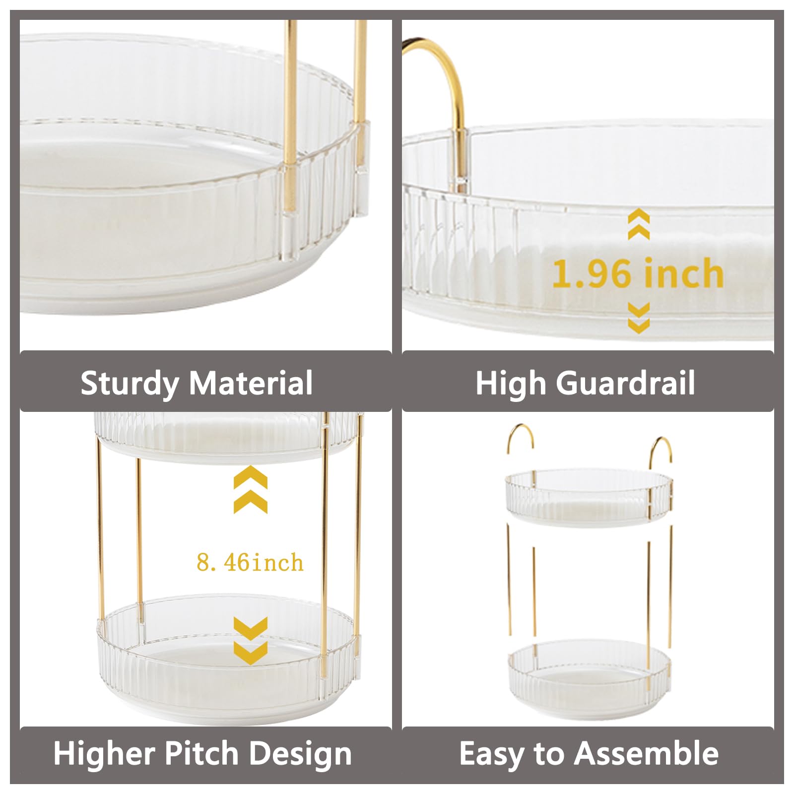 Asayuee 360 Rotating Makeup Organizer,2 Tier Large Capacity Make Up Organizers And Storage,Skincare Perfume Vanity Organizers,Ba