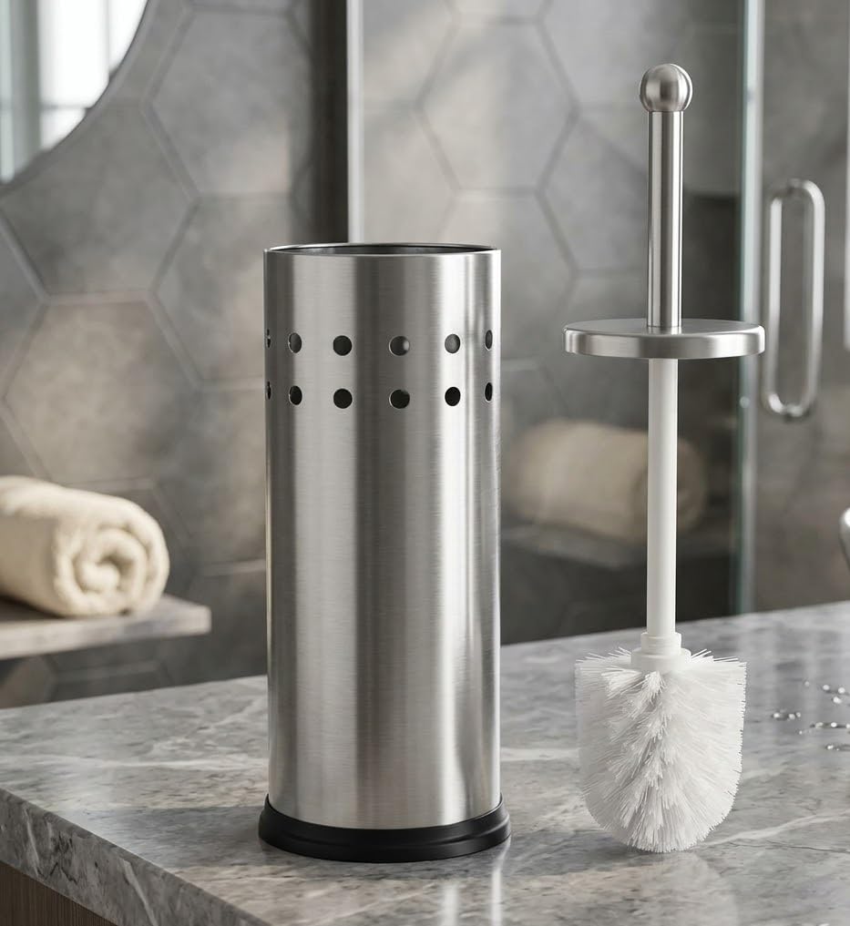 Rangchhelo Toilet Brush And Holder With Stainless Steel Stand | Rust Resistant Bathroom Toilet Bowl Cleaner Brush With Holder Fo