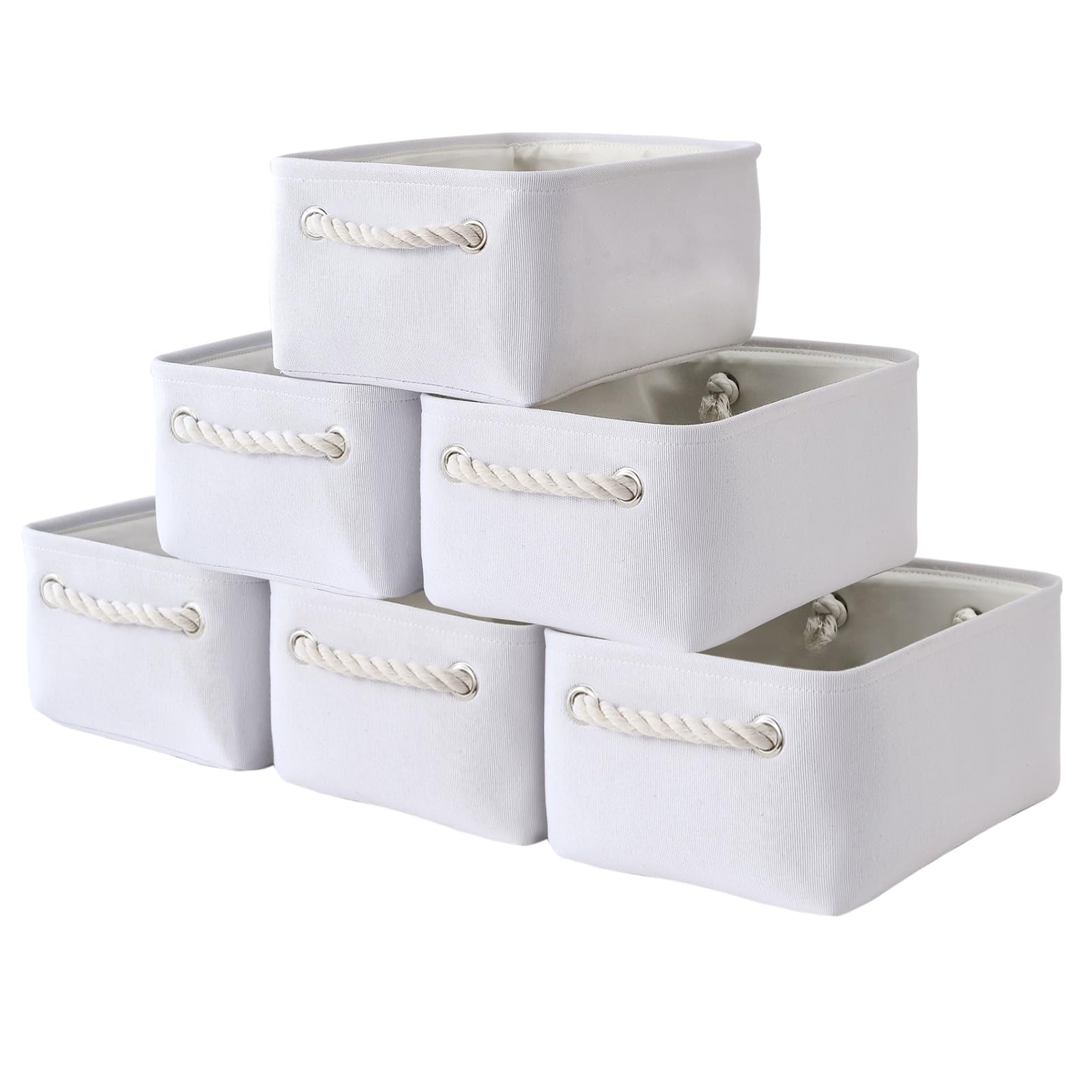 Thewarmhome Storage Basket For Organizing - Small 6 Pack 11.8X7.8X5.2 Inch Gifts For Empty With Rope, Fabric Storage Cubes For D