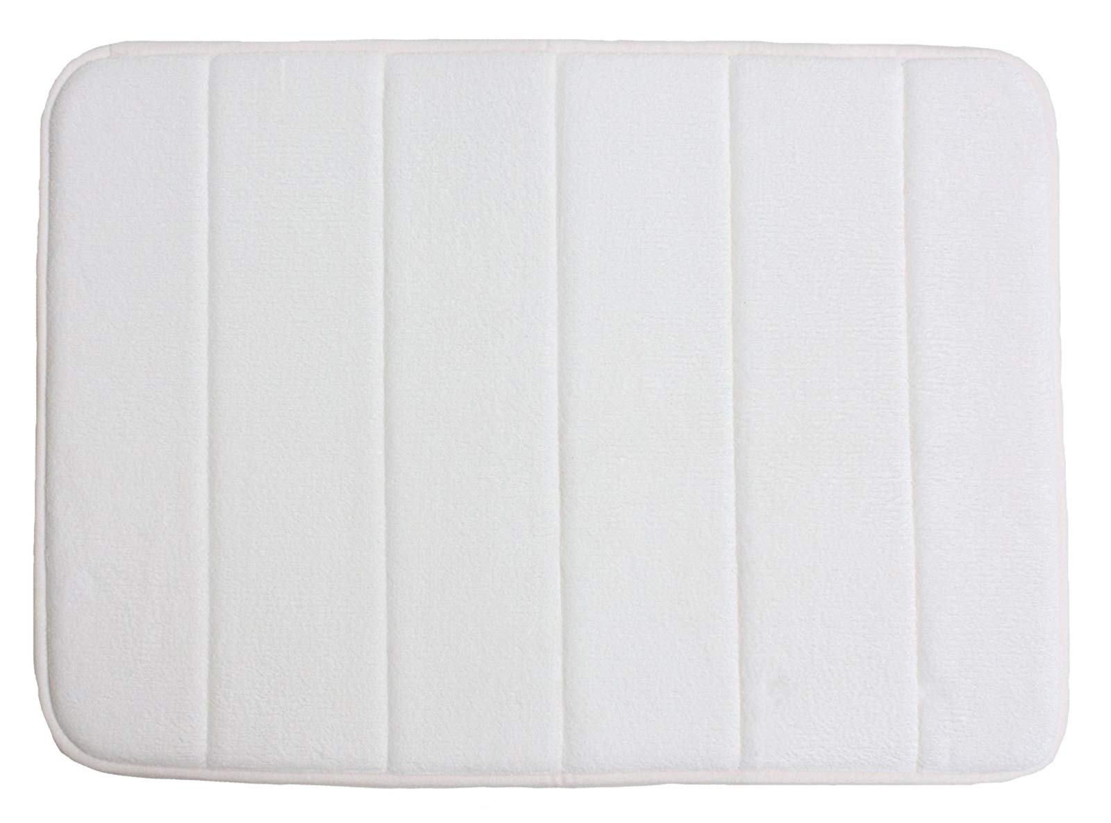 Vanra Small Bath Mat Bath Rugs Anti-Slip Memory Foam Non-Slip Bathroom Mat Soft Bathmat Carpet 15.7'' X 23.6'' (White)