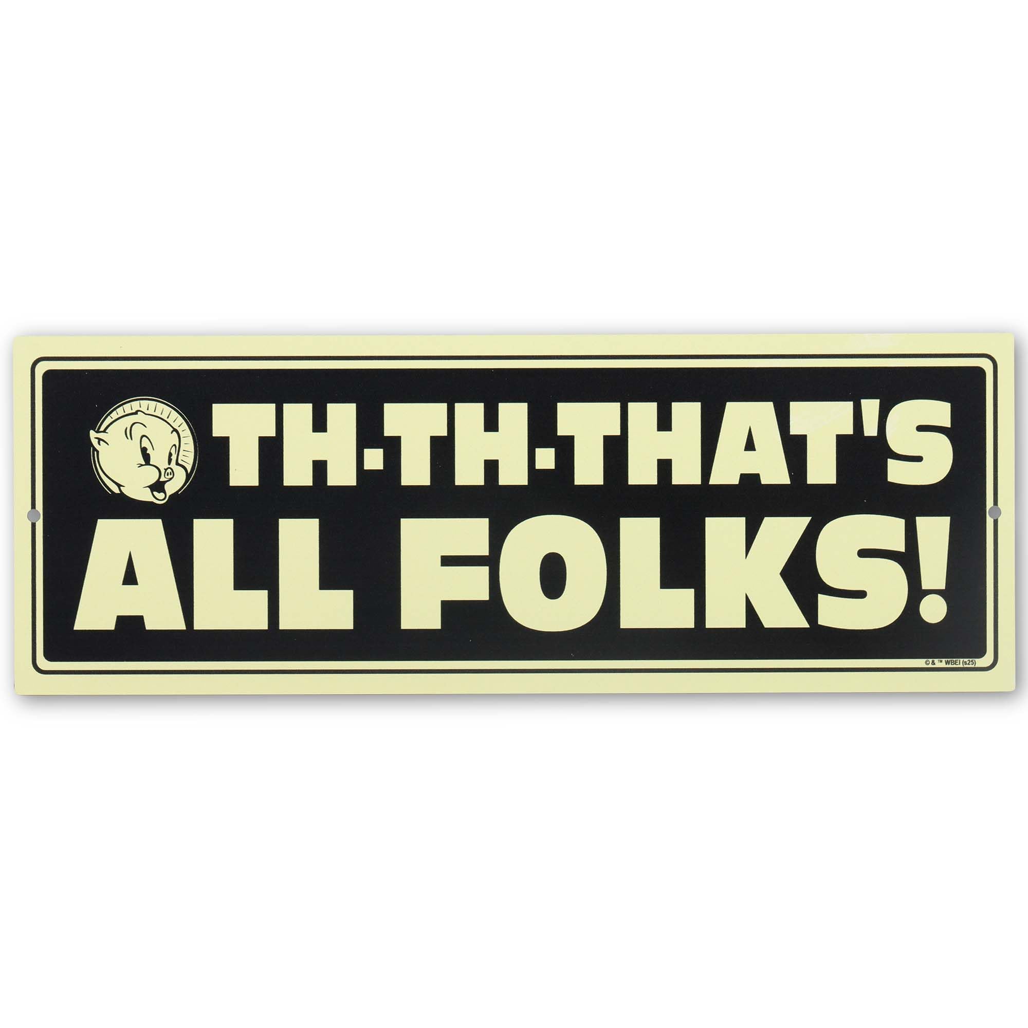 Looney Tunes Th-Th-Thats All Folks Metal Wall Decor - Classic Looney Tunes Sign for Home