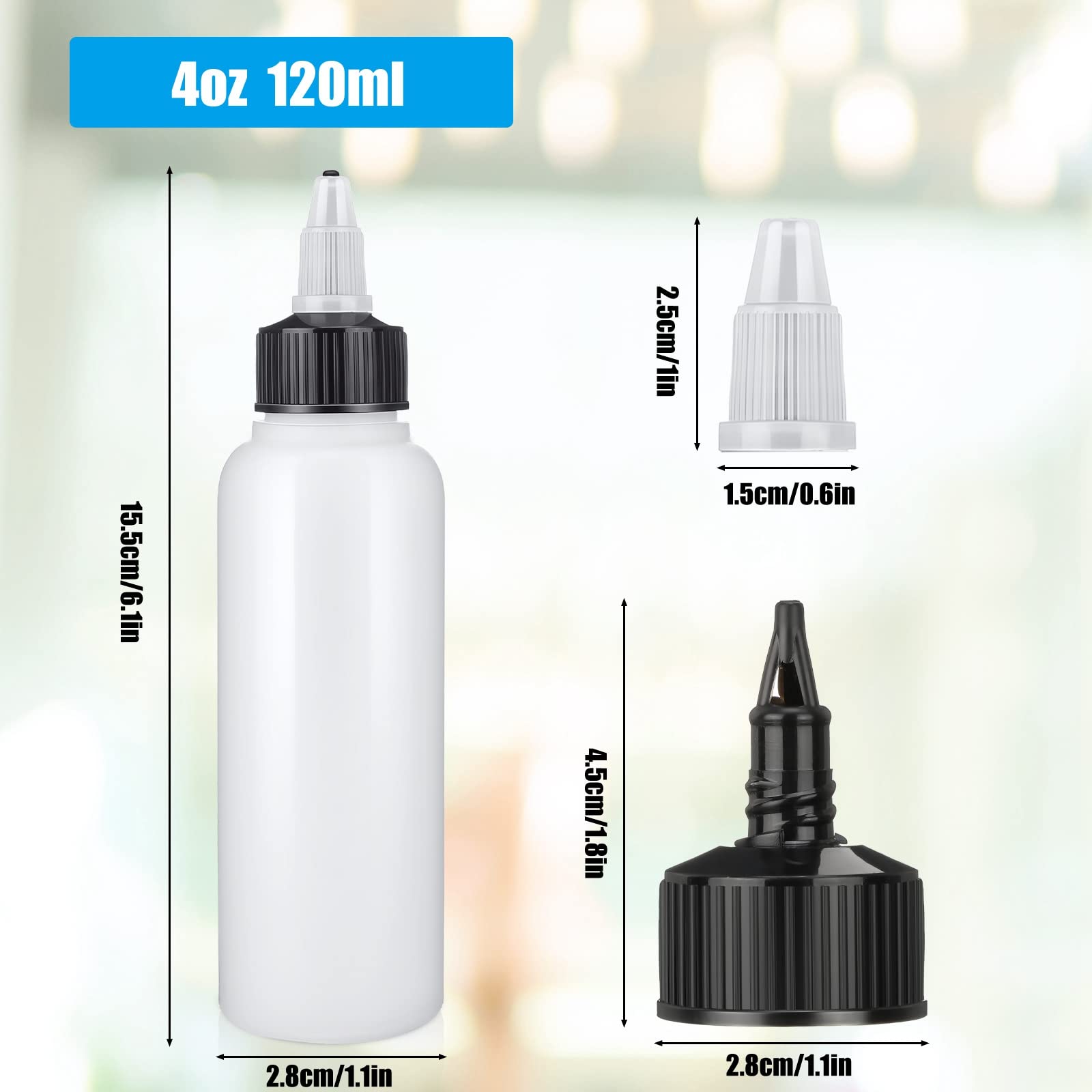 60 Pieces Plastic Squeeze Bottles 4 Oz Condiment Dispensing Bottles With Twist Top Cap Sauce Squirt Empty Squeeze Bottles For Co