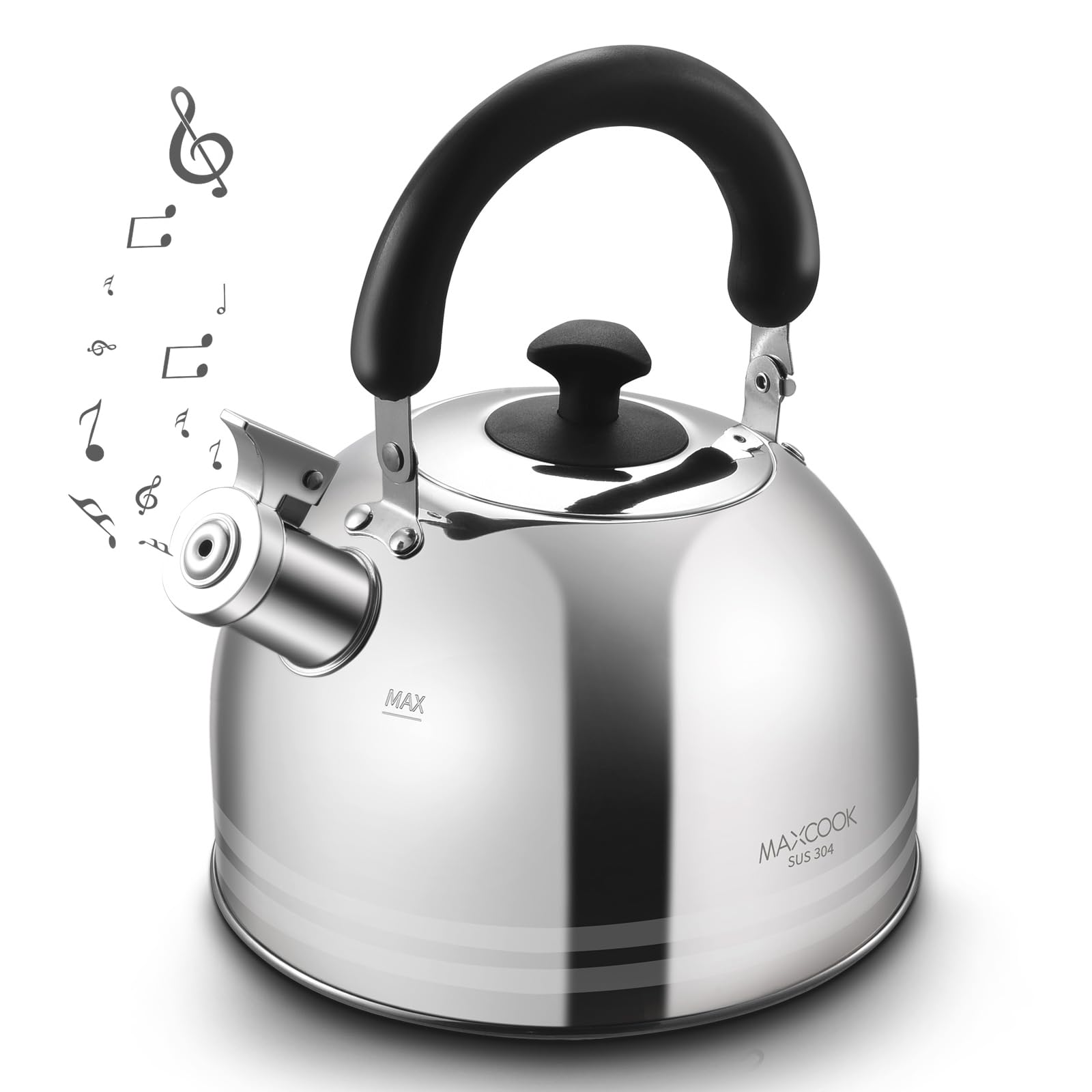 MAXCOOK Tea Kettle, 5.7QT 6L Whistling Tea Kettle for Stove Top, 304 Stainless Steel Tea pot, Large Teapot for stovetop, Camping