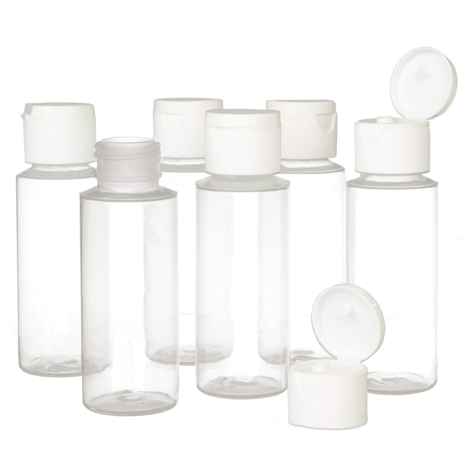 Chica And Jo 2Oz Clear Plastic Empty Squeeze Bottles With Flip Cap - Bpa-Free - Set Of 6 - Tsa Travel Size 2 Ounce Made In The U