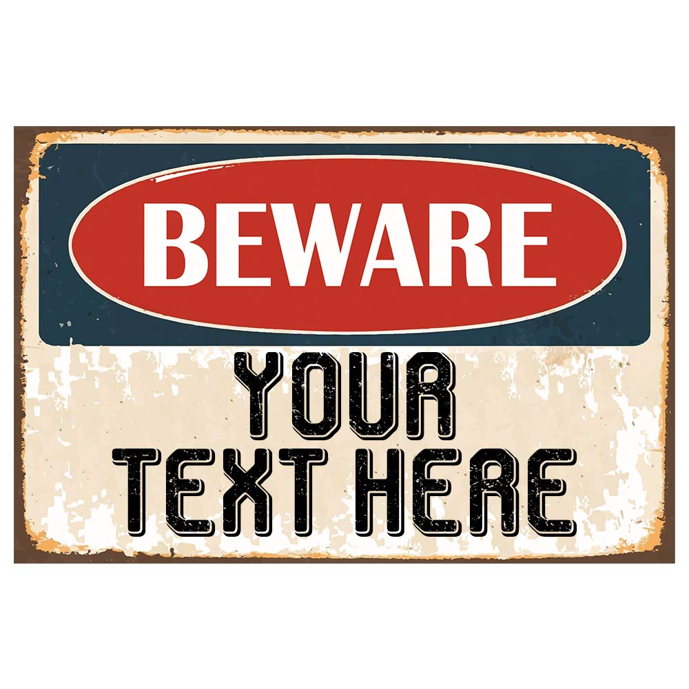 Beware Of Custom Personalized Man Cave Signs | Custom Metal Garage Signs | 8 x 12 Inch | Workshop Man Cave Signs And Decor | Men