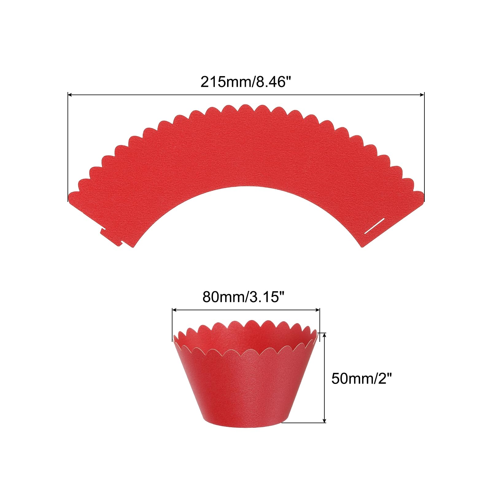 Patikil Cupcake Wrappers Paper, 50 Pack Baking Cups Standard Wave Decoration For Anniversary Birthday Weddings And Parties, Red