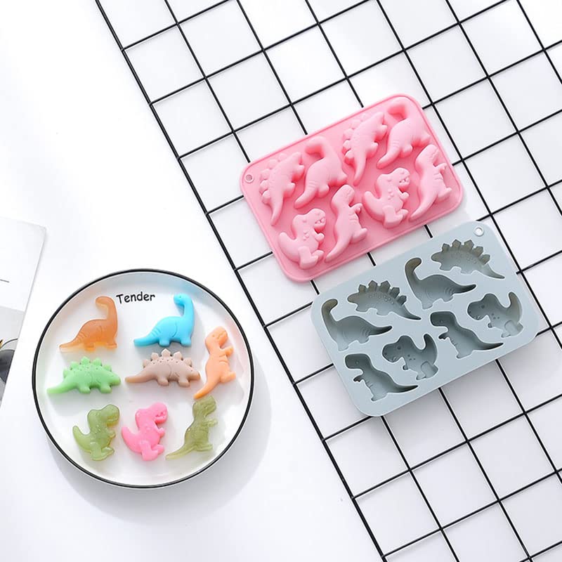 Sujosa Silicone Cake Pop Mold Non Stick Fancy Mold Cake Pan 8 Cavity Dinosaur Shape Candy Cupcake Cornbread Chocolate Brownie Gu
