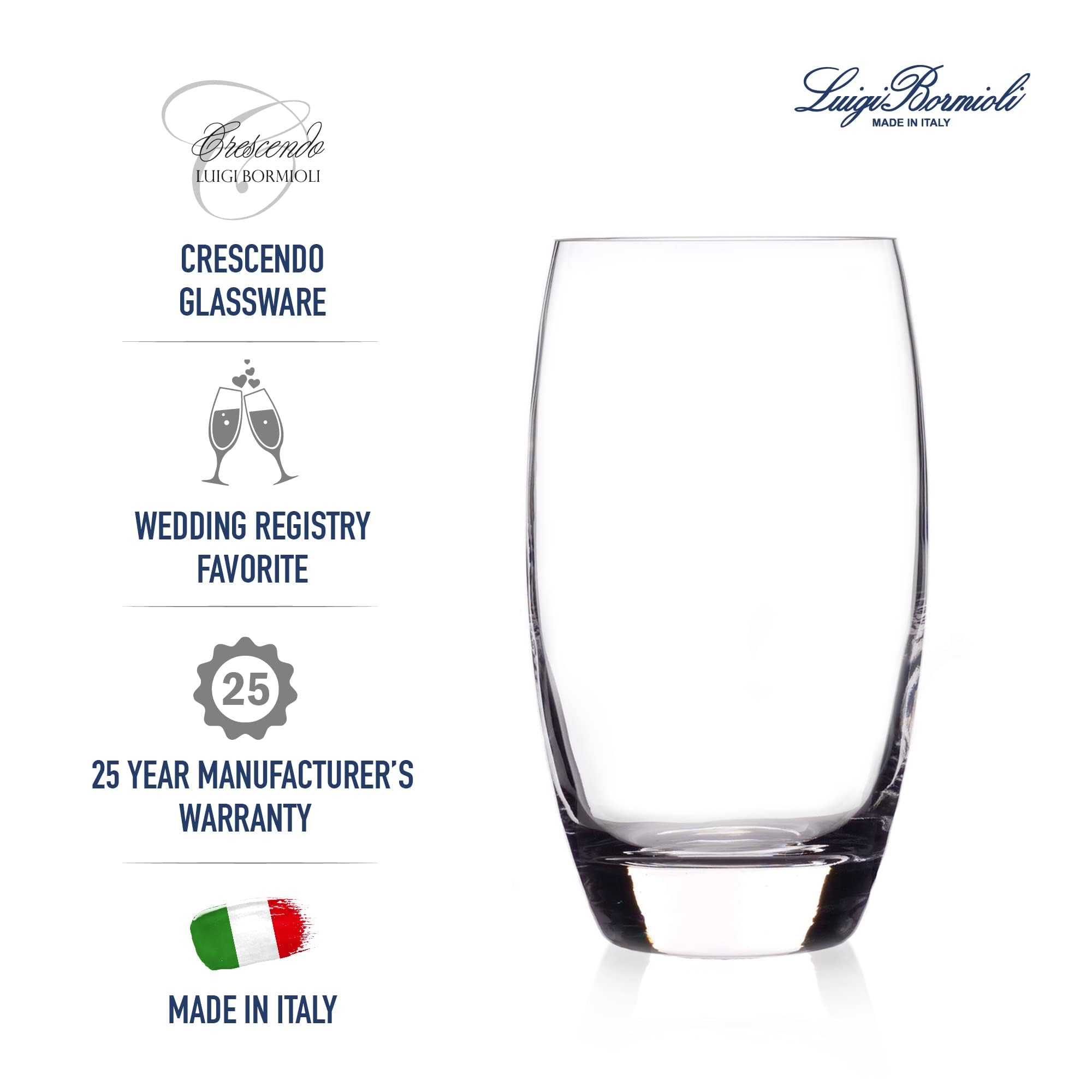 Luigi Bormioli Crescendo 20-Ounce Tumblers  Set Of 4  Crystal SON-hyx Glass  Made In Italy.