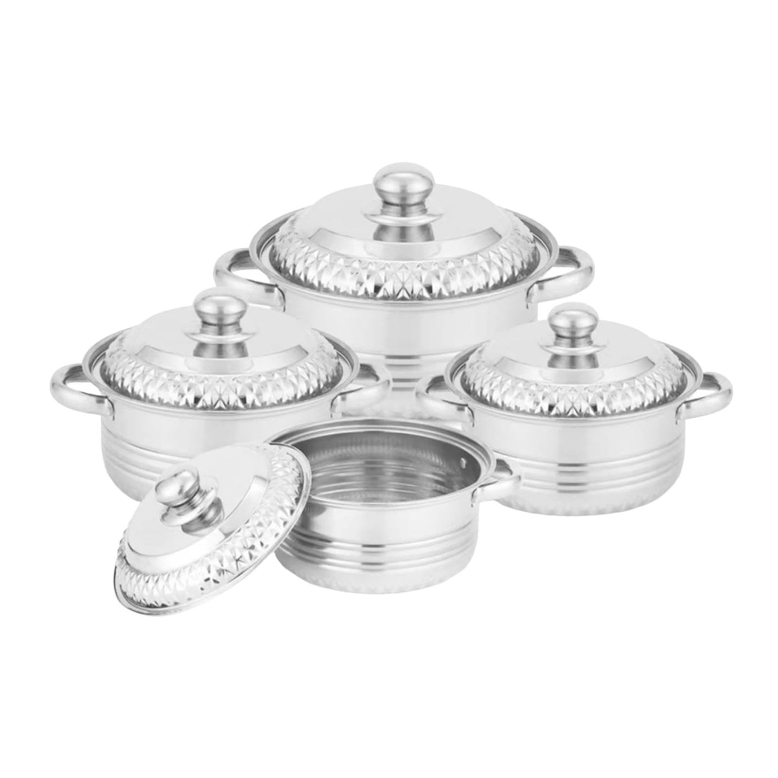 Trendivibe 4 Pieces Cookware Stainless Steel Accessory Gifts Saucepan For Sauce Noodles Style A